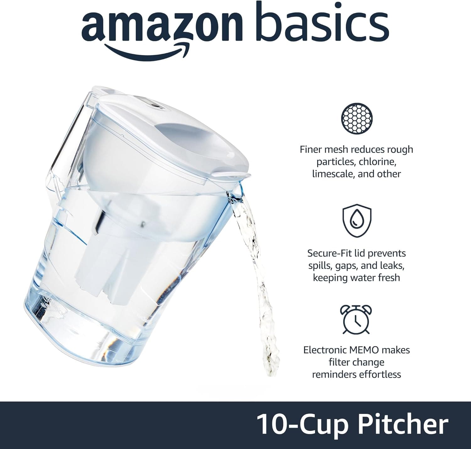 Amazon Basics 10-Cup Water Filter Pitcher thumbnail 2