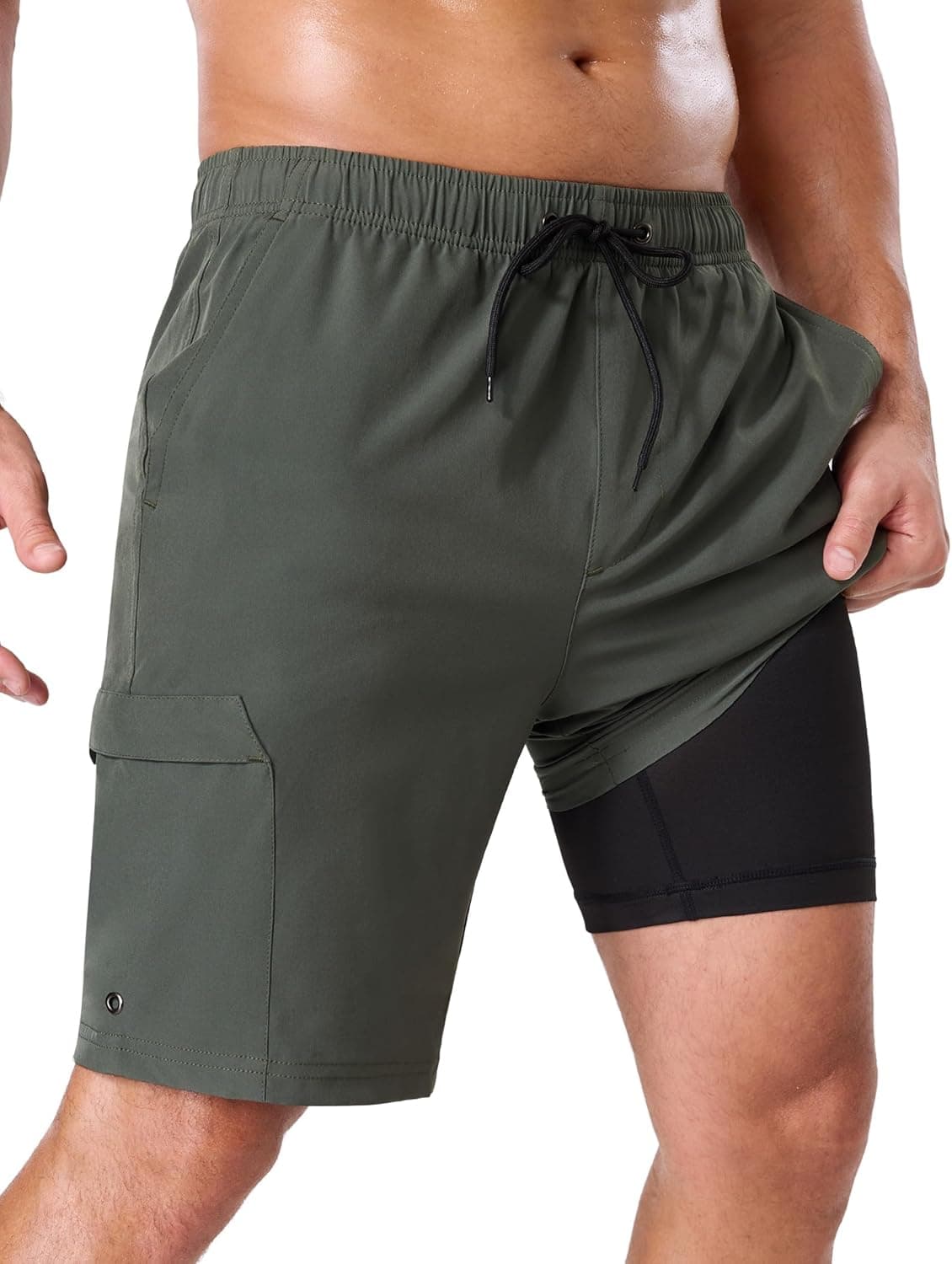 SILKWORLD Men's Swim Trunks with Compression Liner 9" - image 1