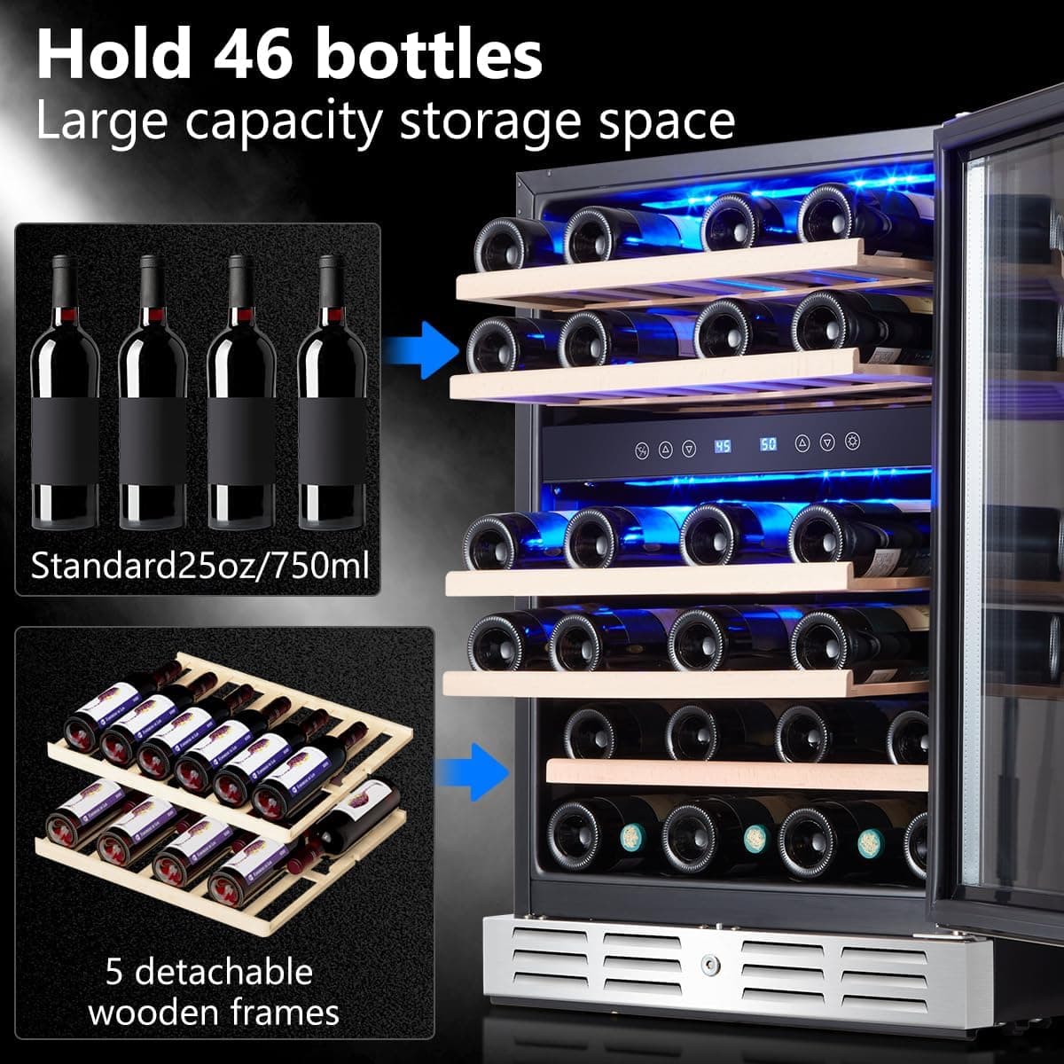 Kalamera 24 Inch 37-Bottle Dual Zone Wine Cooler thumbnail 2