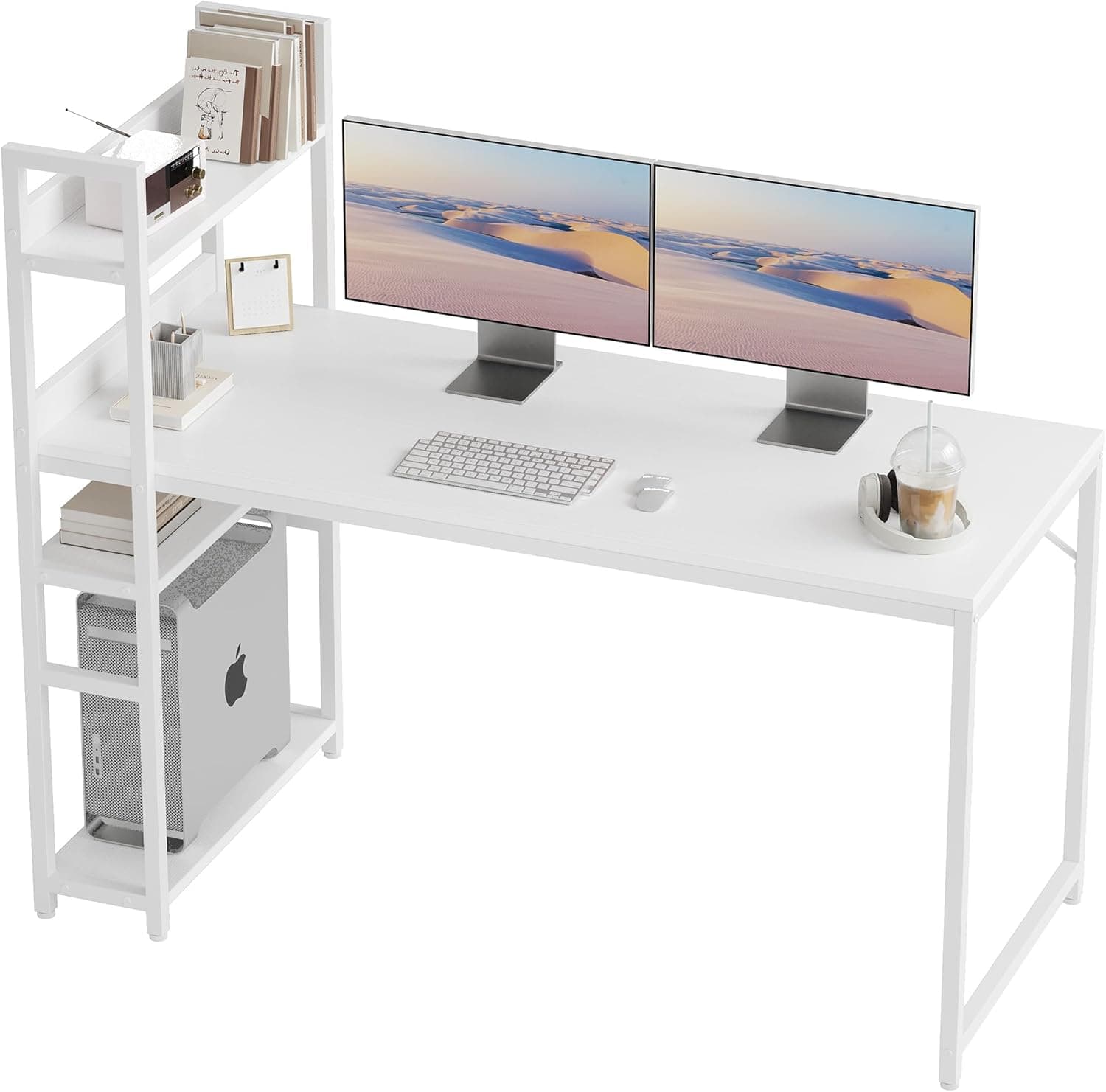 CubiCubi Computer Desk 47 Inch with Storage Shelves