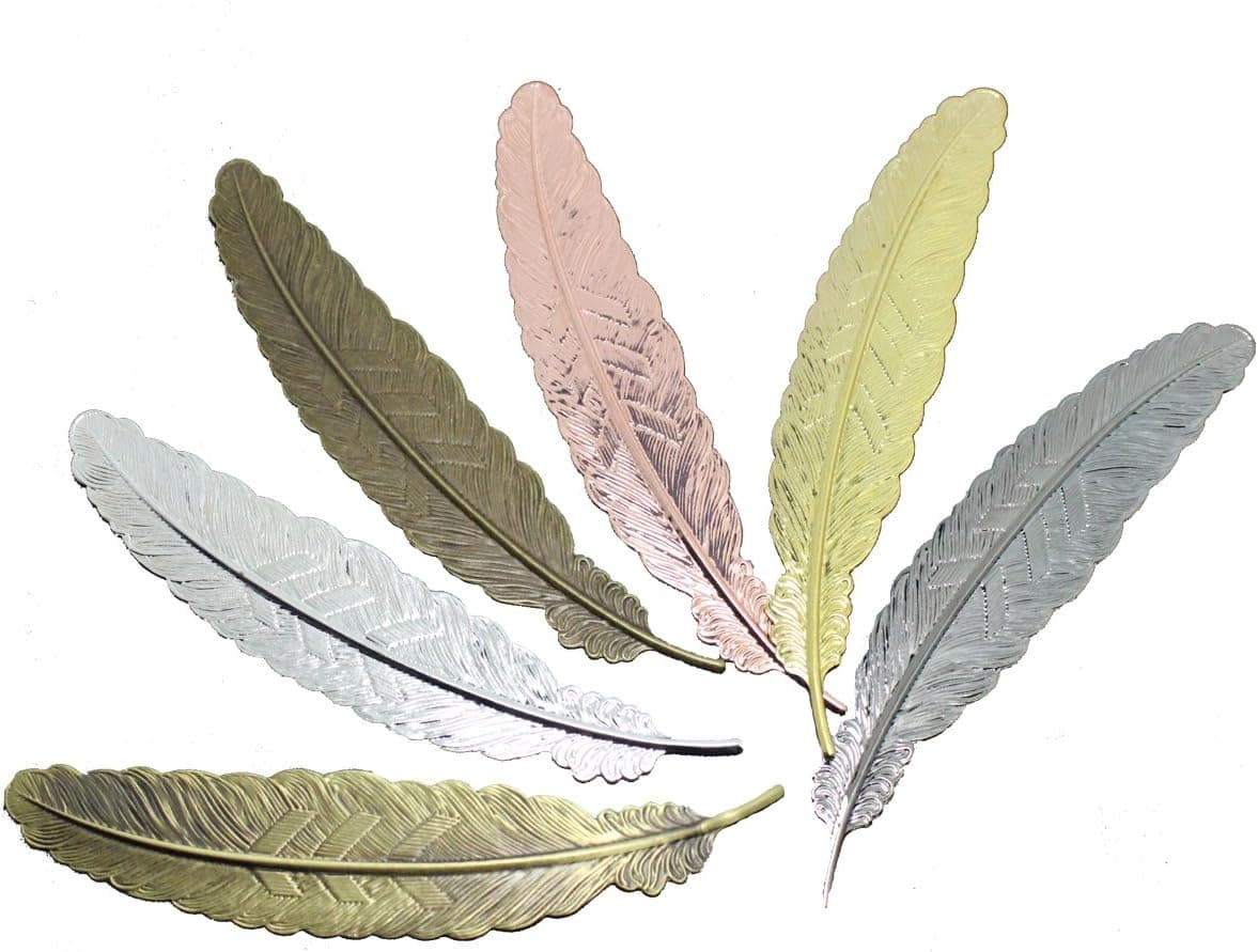 Meeall Vintage Feather Metal Bookmarks (Set of 6)