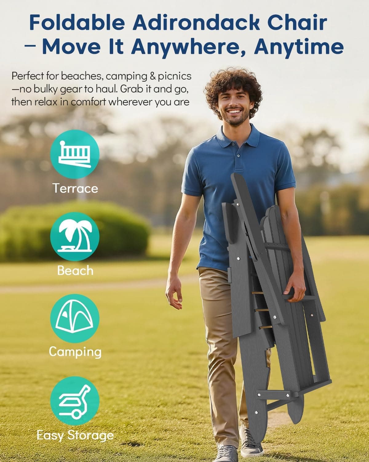 Plawdlik Oversized Folding Adirondack Chair thumbnail 3