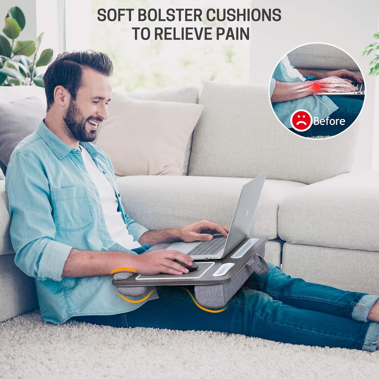 LORYERGO Laptop Lap Desk with Dual Cushions thumbnail 2