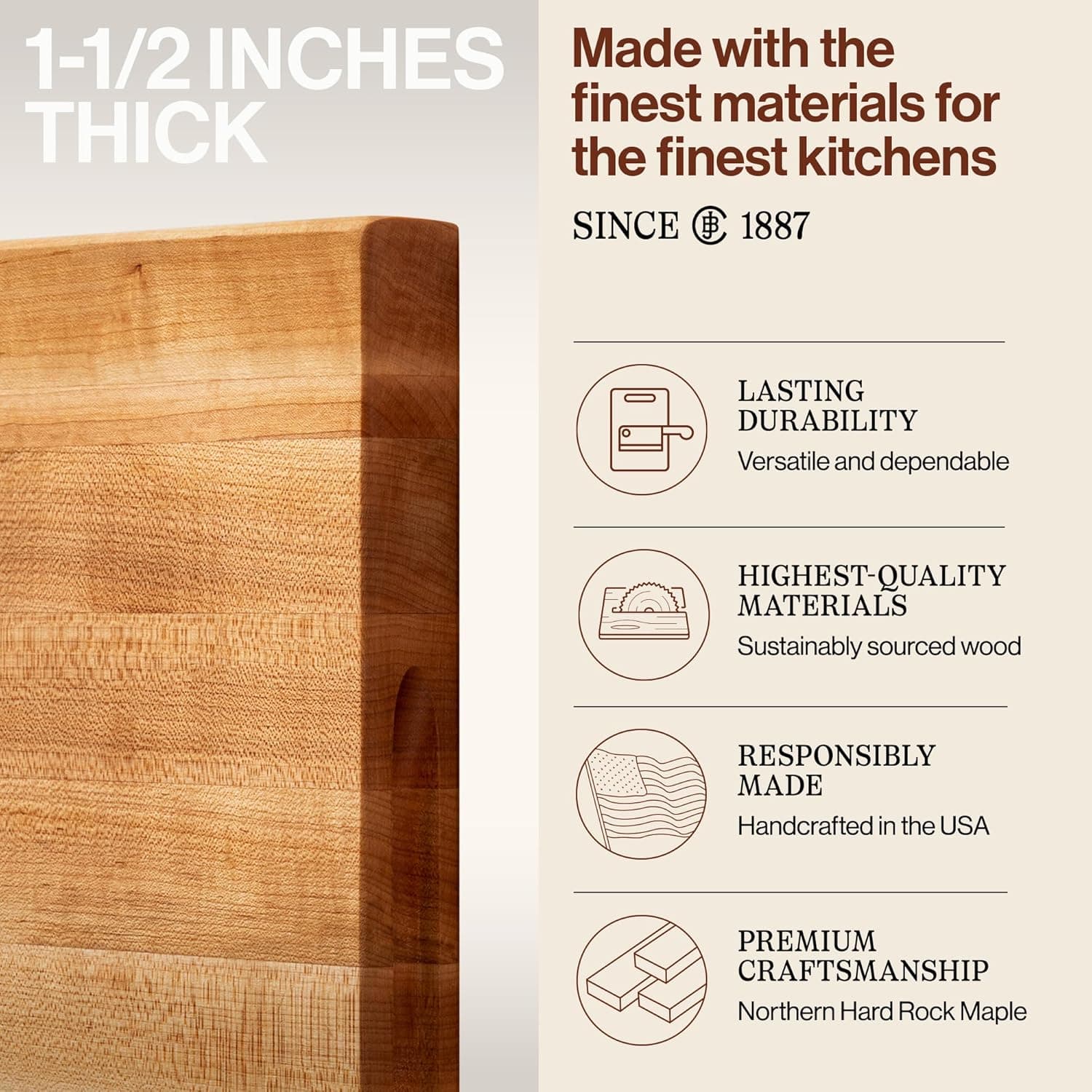 John Boos R-Board Maple Cutting Board (20" x 15" x 1.5") thumbnail 3