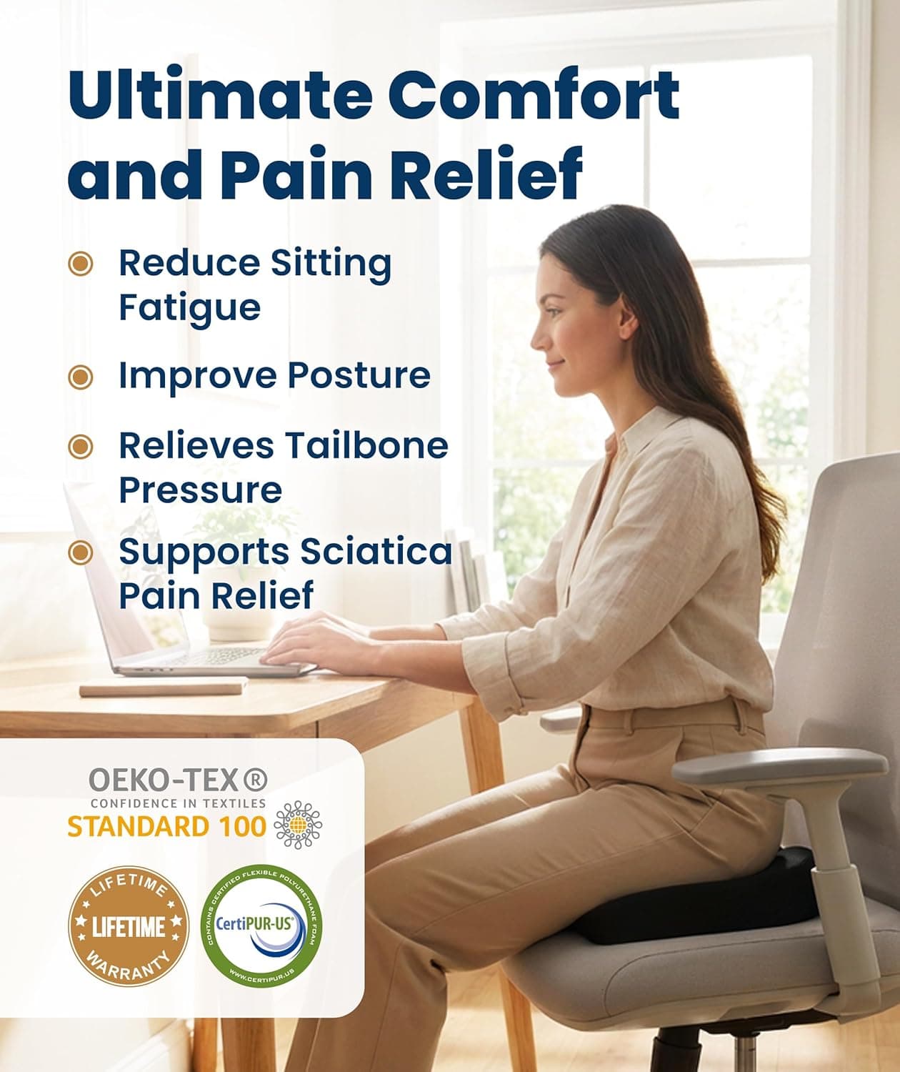 Everlasting Comfort Memory Foam Seat Cushion thumbnail 2