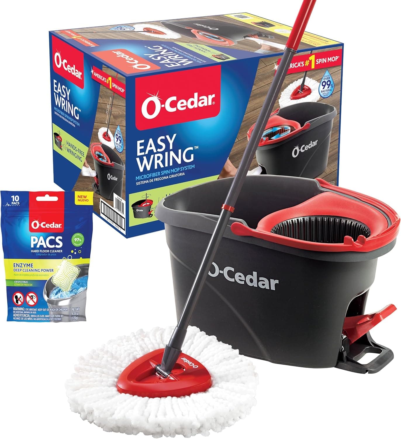 O-Cedar EasyWring Spin Mop & Bucket with 3 Extra Refills thumbnail 2