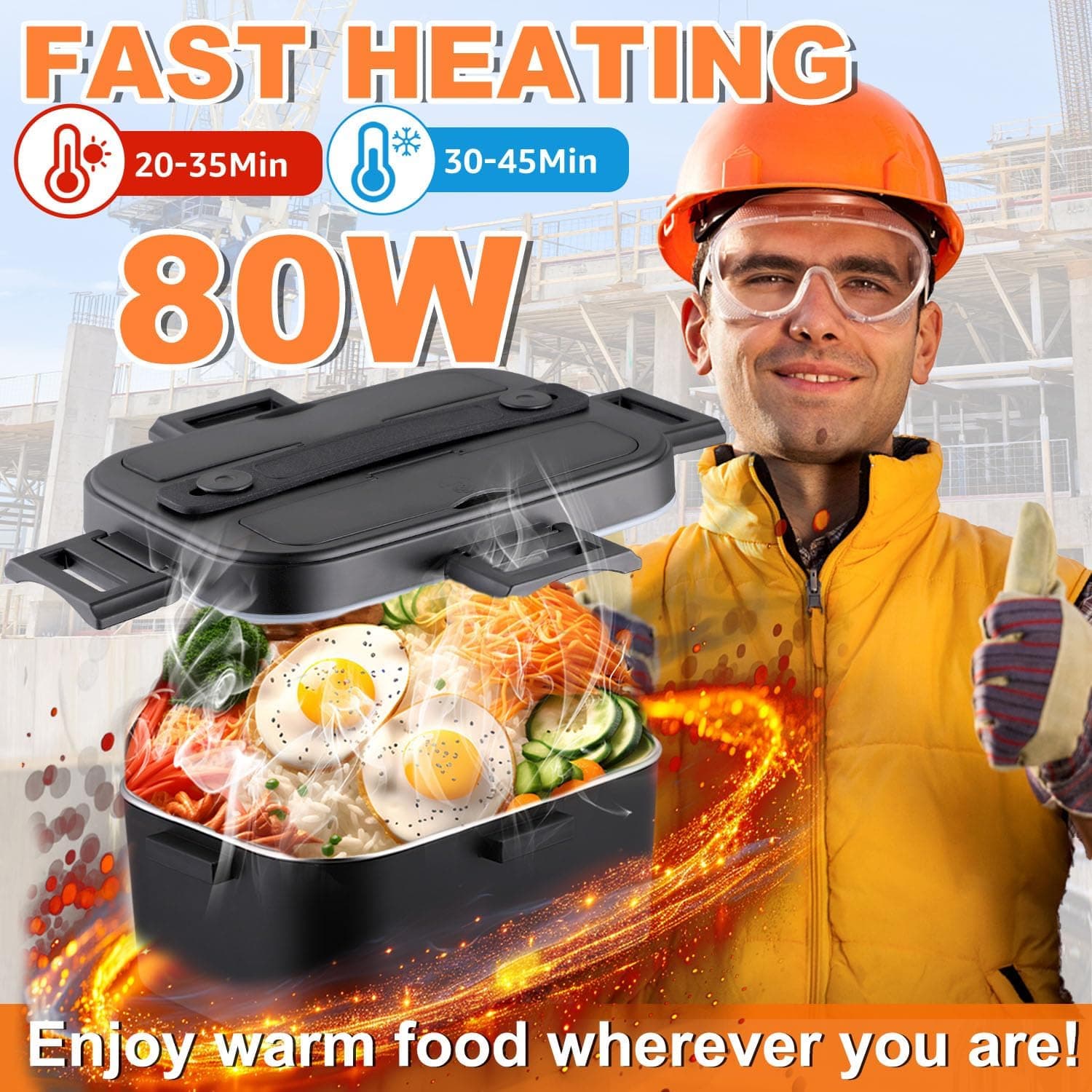 Nifogo 80W Electric Lunch Box 3-in-1 (1.8L, 12V/24V/110V) thumbnail 2