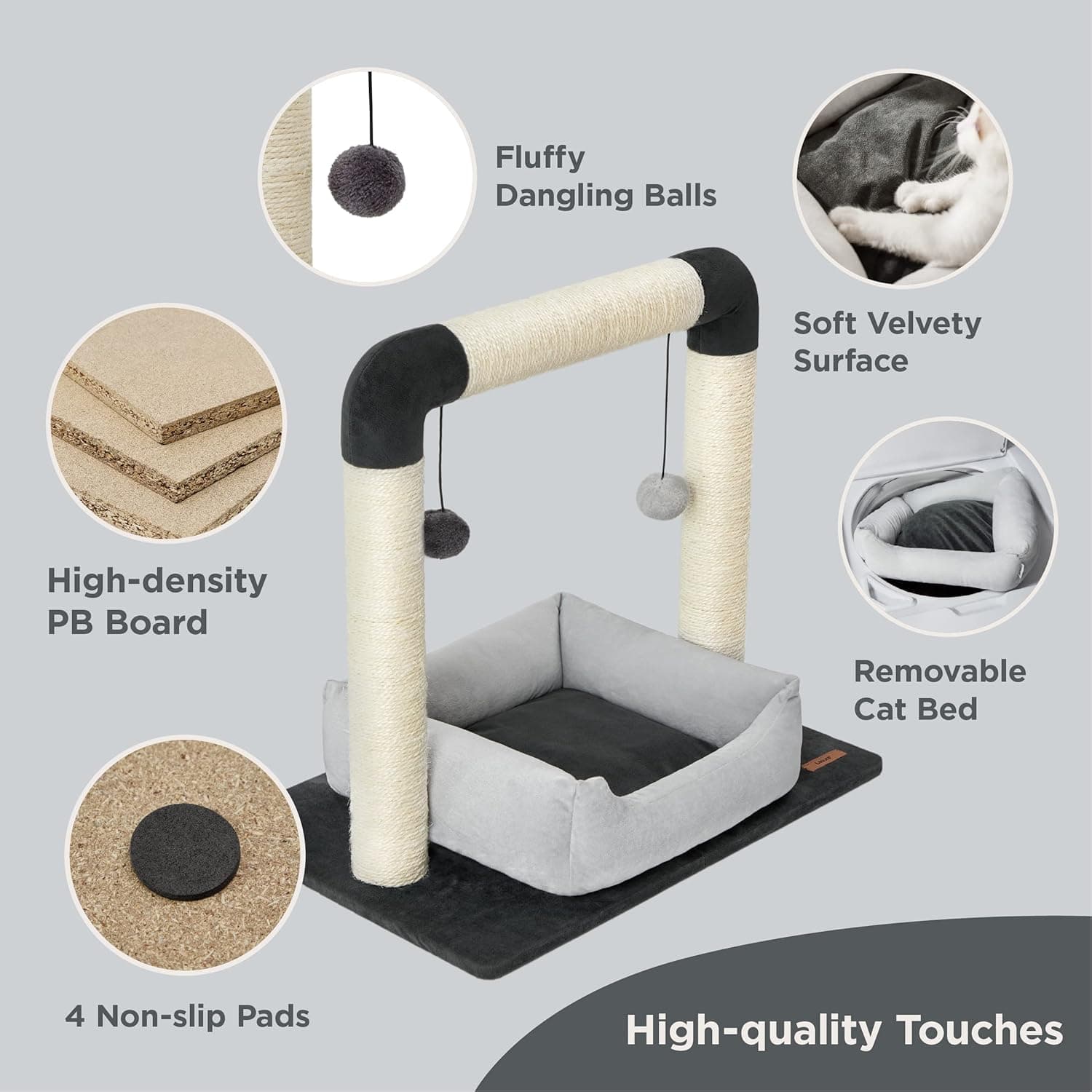 Lesure 2-in-1 Cat Scratching Post with Removable Bed thumbnail 5