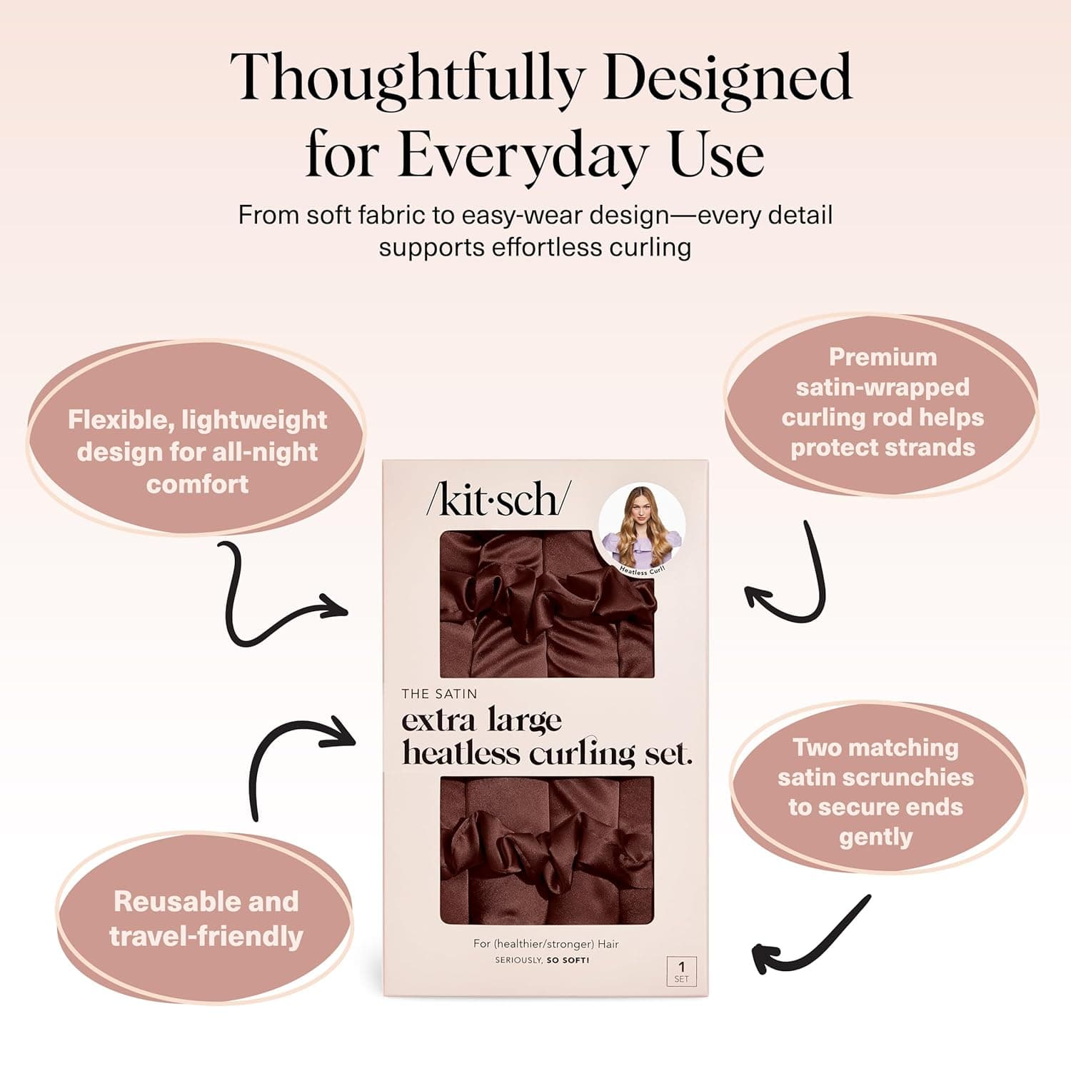 Kitsch XL Satin Heatless Hair Curler Set thumbnail 4