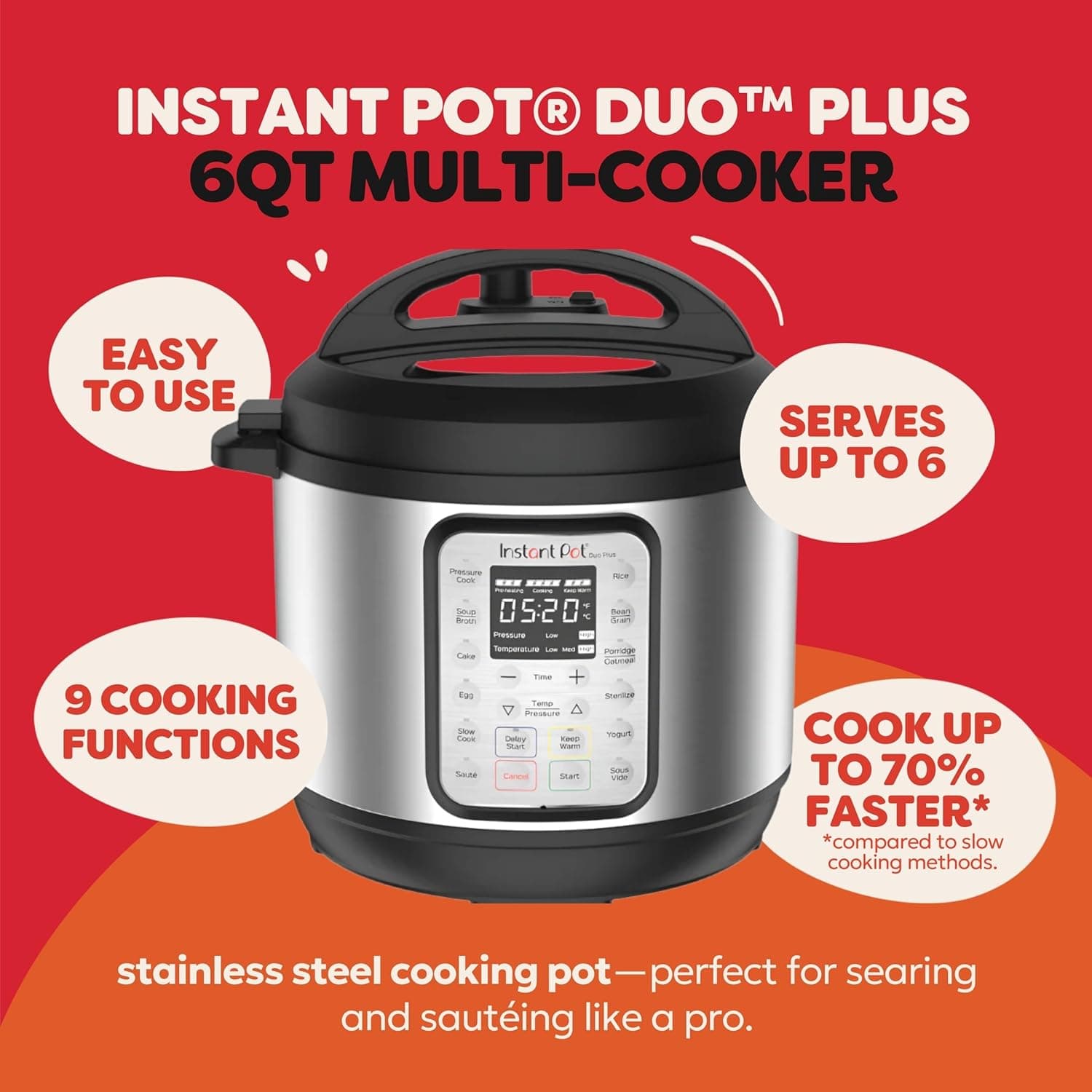 Instant Pot Duo Plus 9-in-1 Electric Pressure Cooker (6 Quart) thumbnail 3