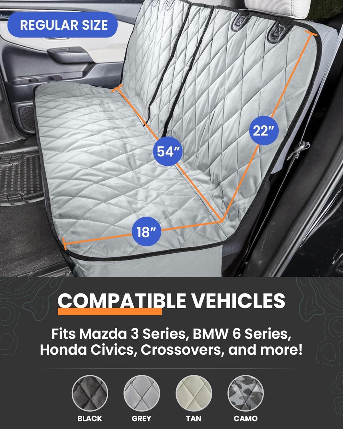 4Knines Dog Seat Cover for Back Seat (Split Bench) thumbnail 2