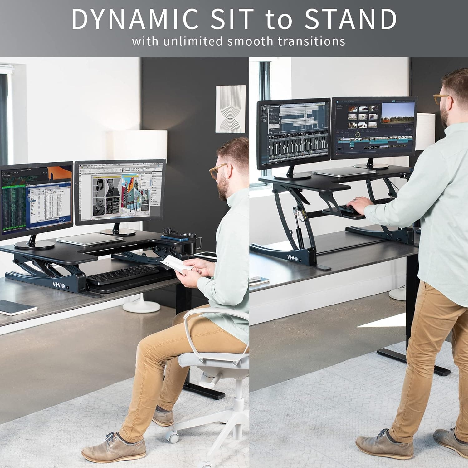 VIVO 36-Inch Height Adjustable Standing Desk Converter V Series thumbnail 4