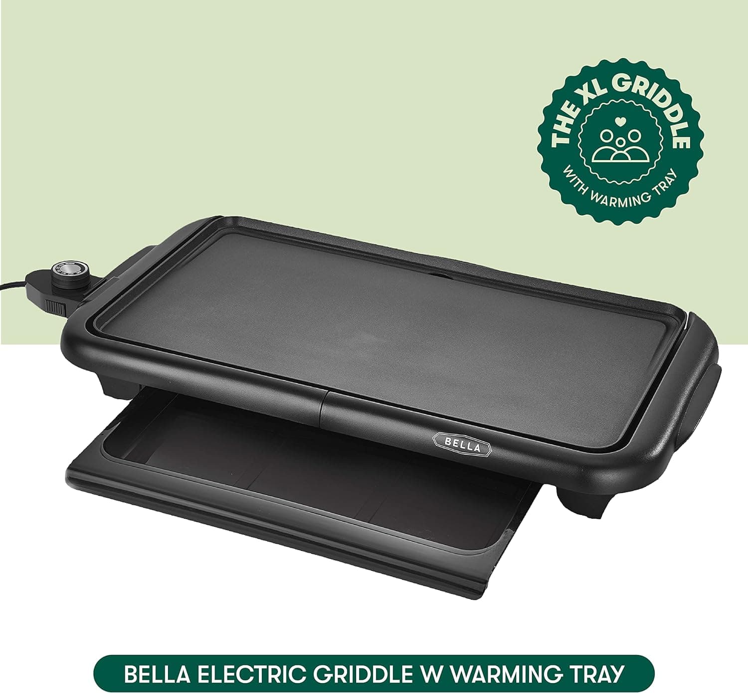 BELLA 10" x 18" Electric Griddle with Warming Tray thumbnail 2
