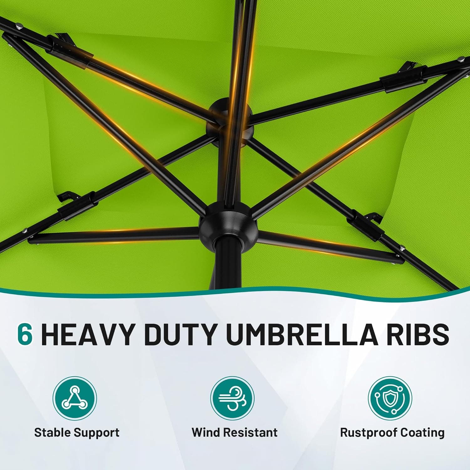 AreShark 9 FT Patio Umbrella with Push Button Tilt and Crank, 8 Sturdy Ribs thumbnail 3