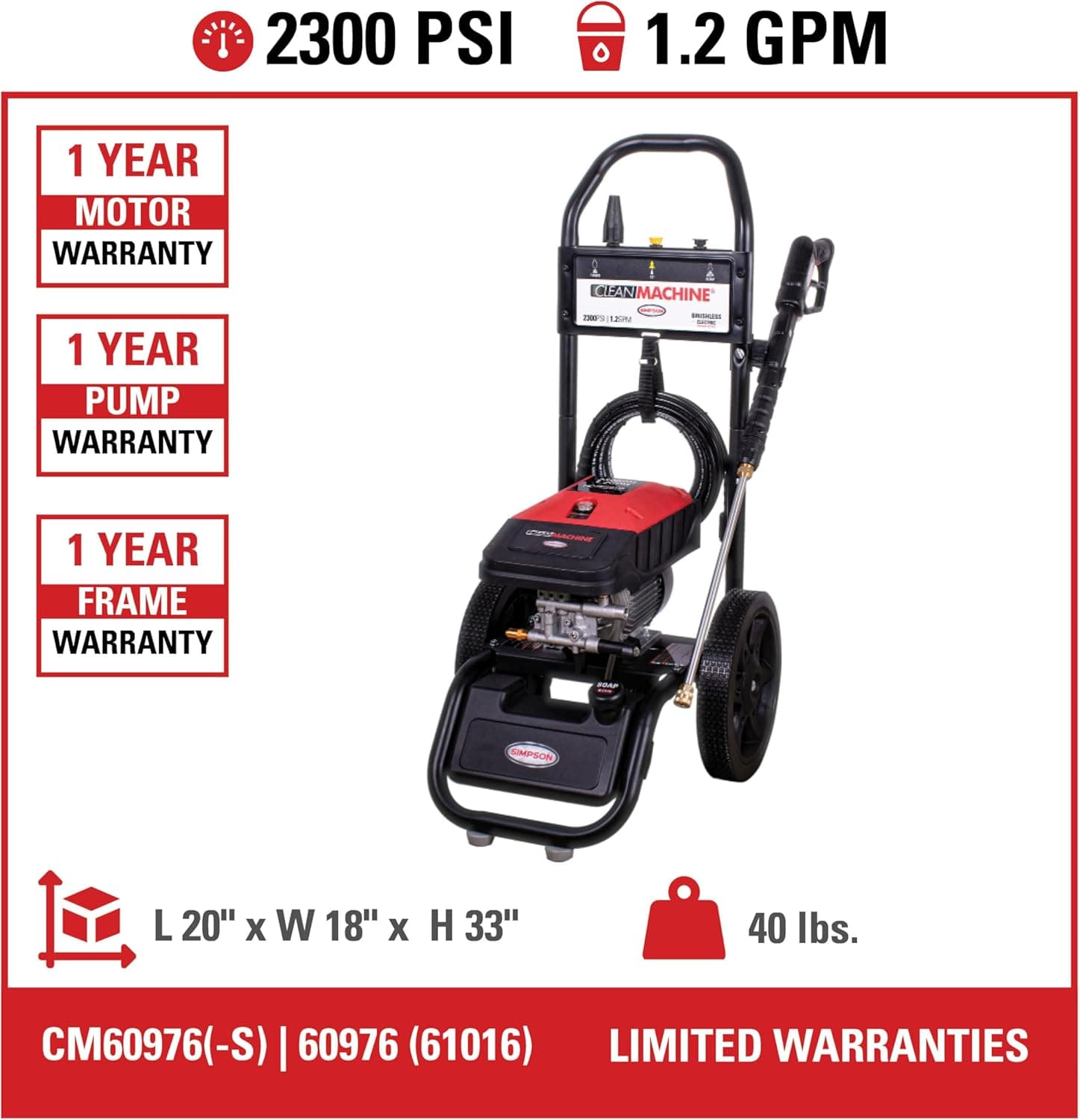 Simpson Cleaning 61016 Electric Pressure Washer thumbnail 3