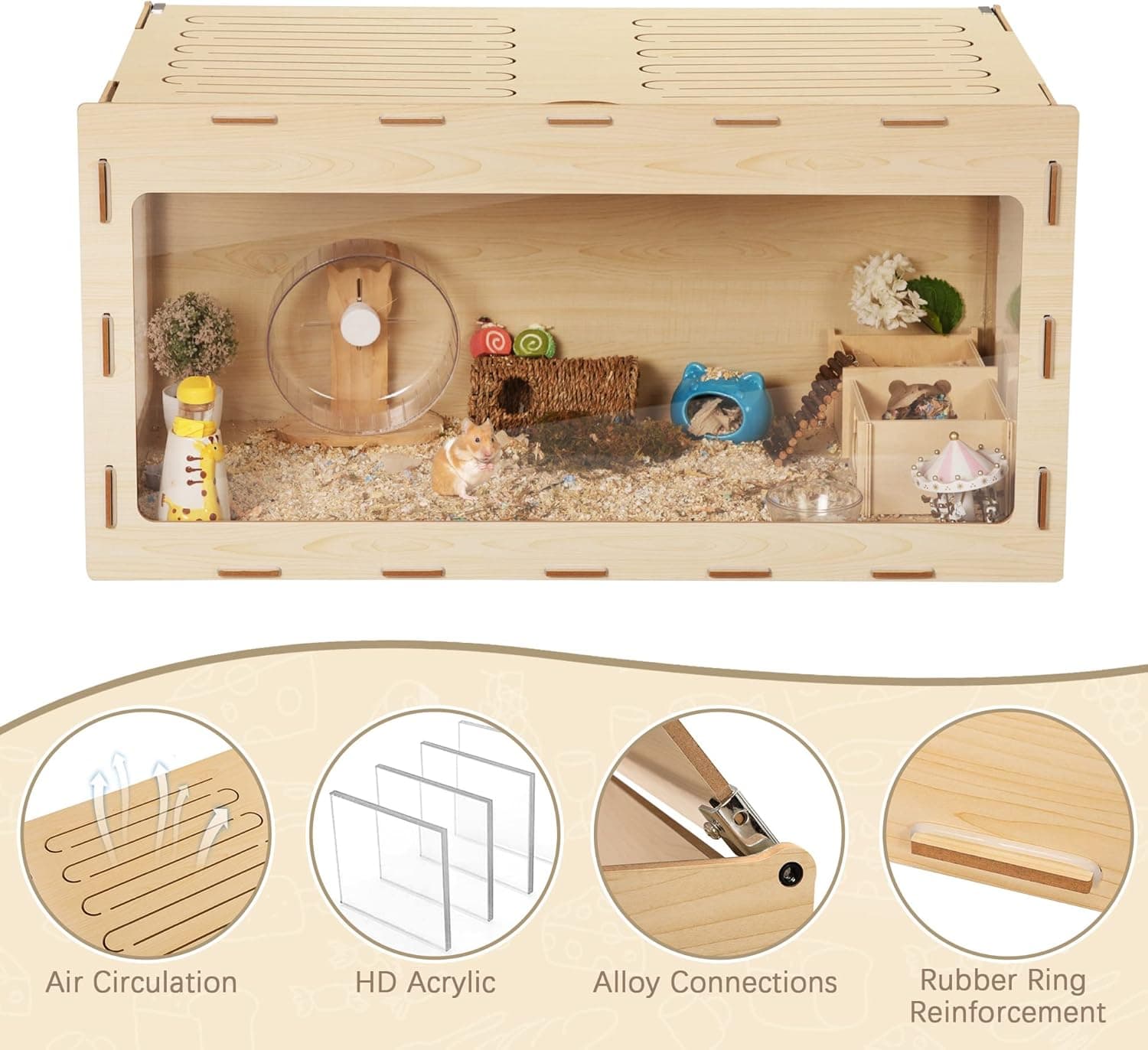 COZIWOW Large Wooden Hamster Cage 40-Inch thumbnail 3