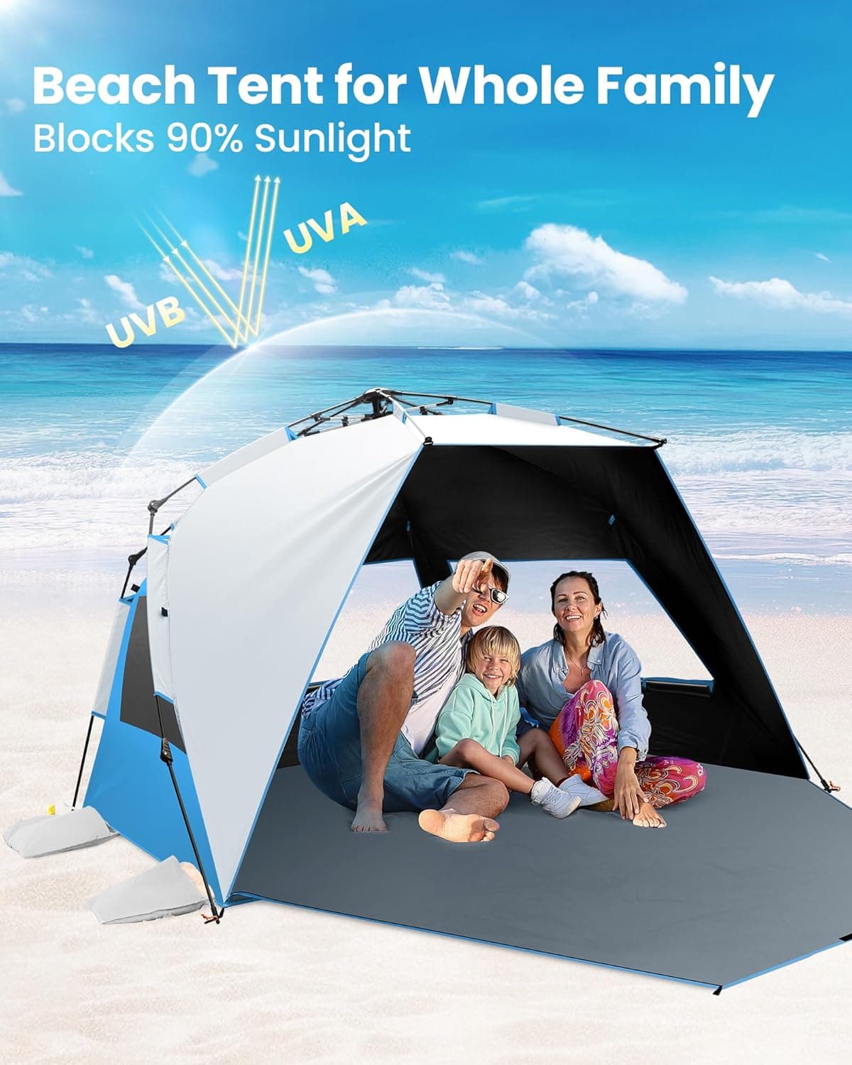 OutdoorMaster Pop Up Beach Tent with Blackout Shelter thumbnail 3