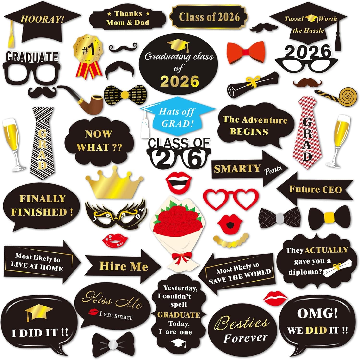 Konsait Graduation Photo Booth Props (50 Count) - image 1