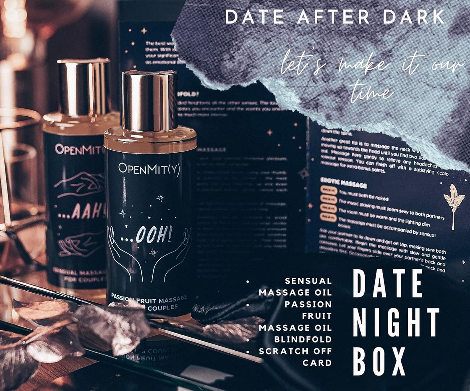 OpenMity Massage Oil for Couples - Date Night Box with Scratch Off Card thumbnail 3