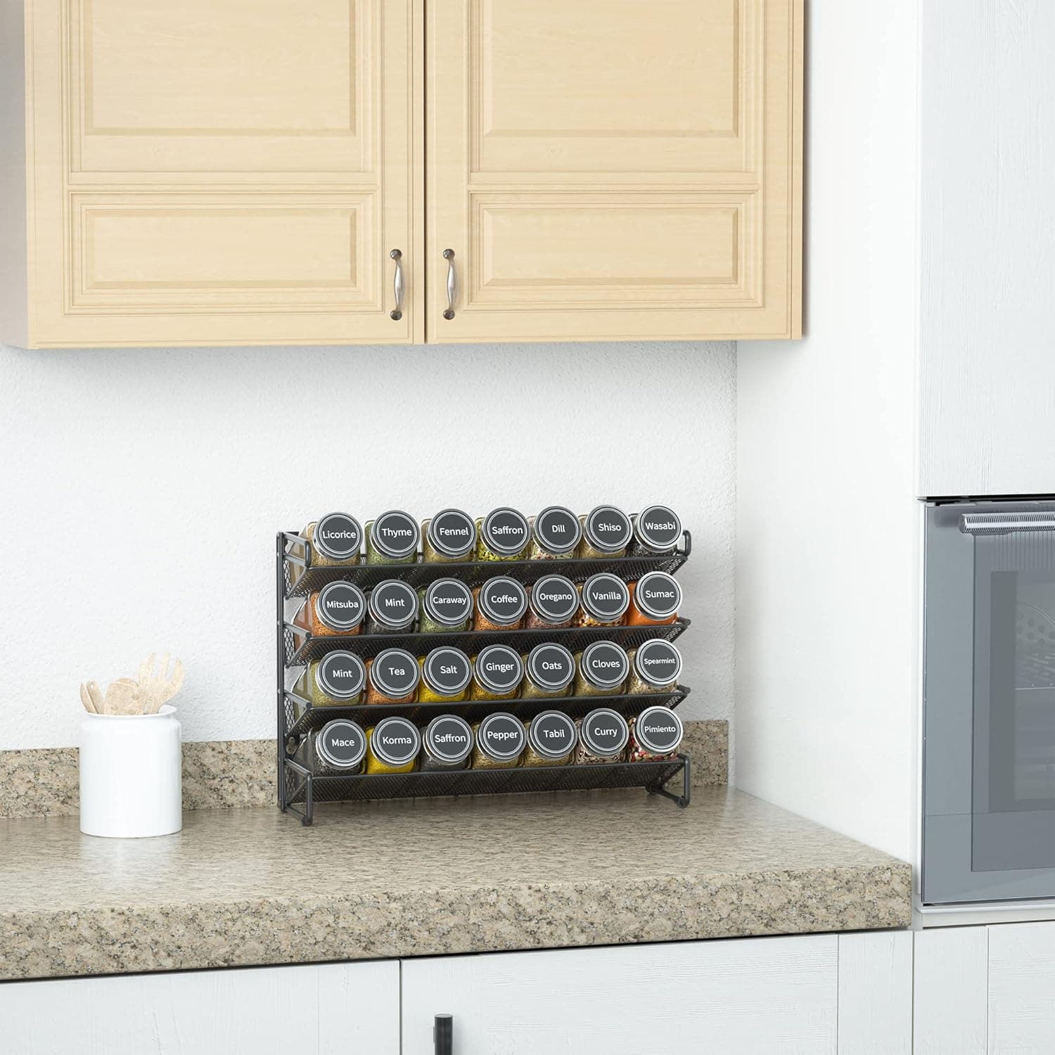 SpaceAid Spice Rack Organizer with 28 Spice Jars and 386 Labels thumbnail 2