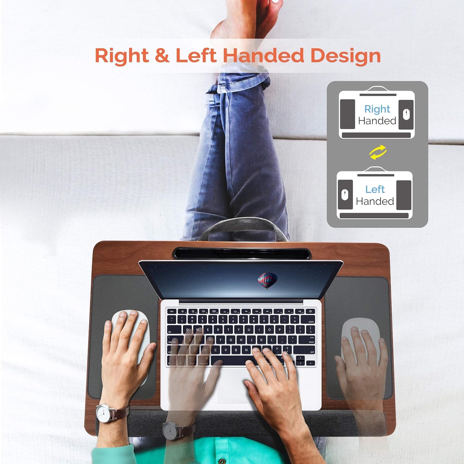 Kavalan Portable Laptop Lap Desk with Pillow Cushion and Wrist Pad thumbnail 2