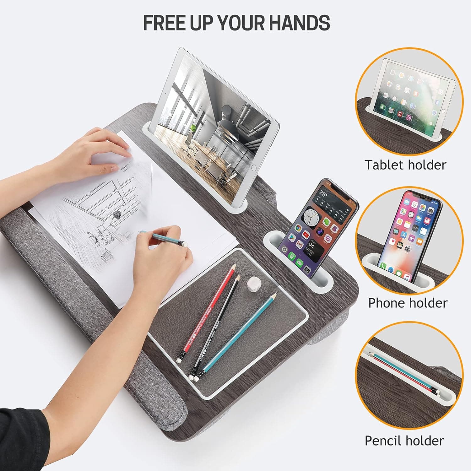 LORYERGO Laptop Lap Desk with Dual Cushions thumbnail 4