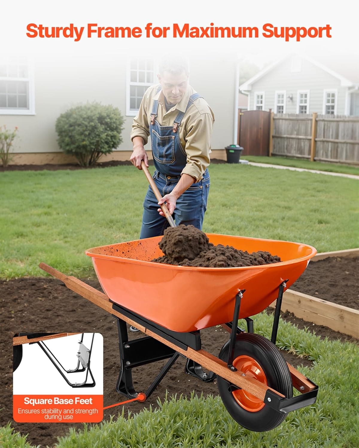 VEVOR 6 Cu. Ft. Wheelbarrow Cart, 330 lbs Capacity thumbnail 4