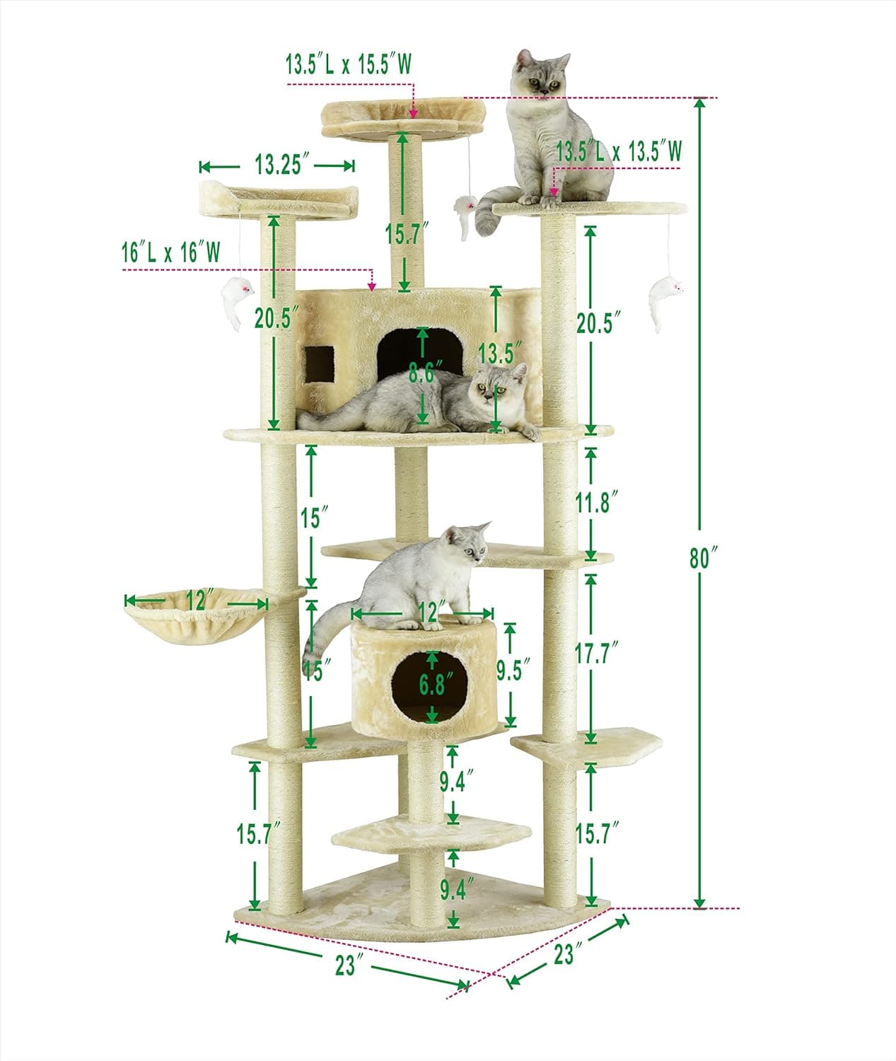 Go Pet Club 80-Inch Cat Tree thumbnail 3