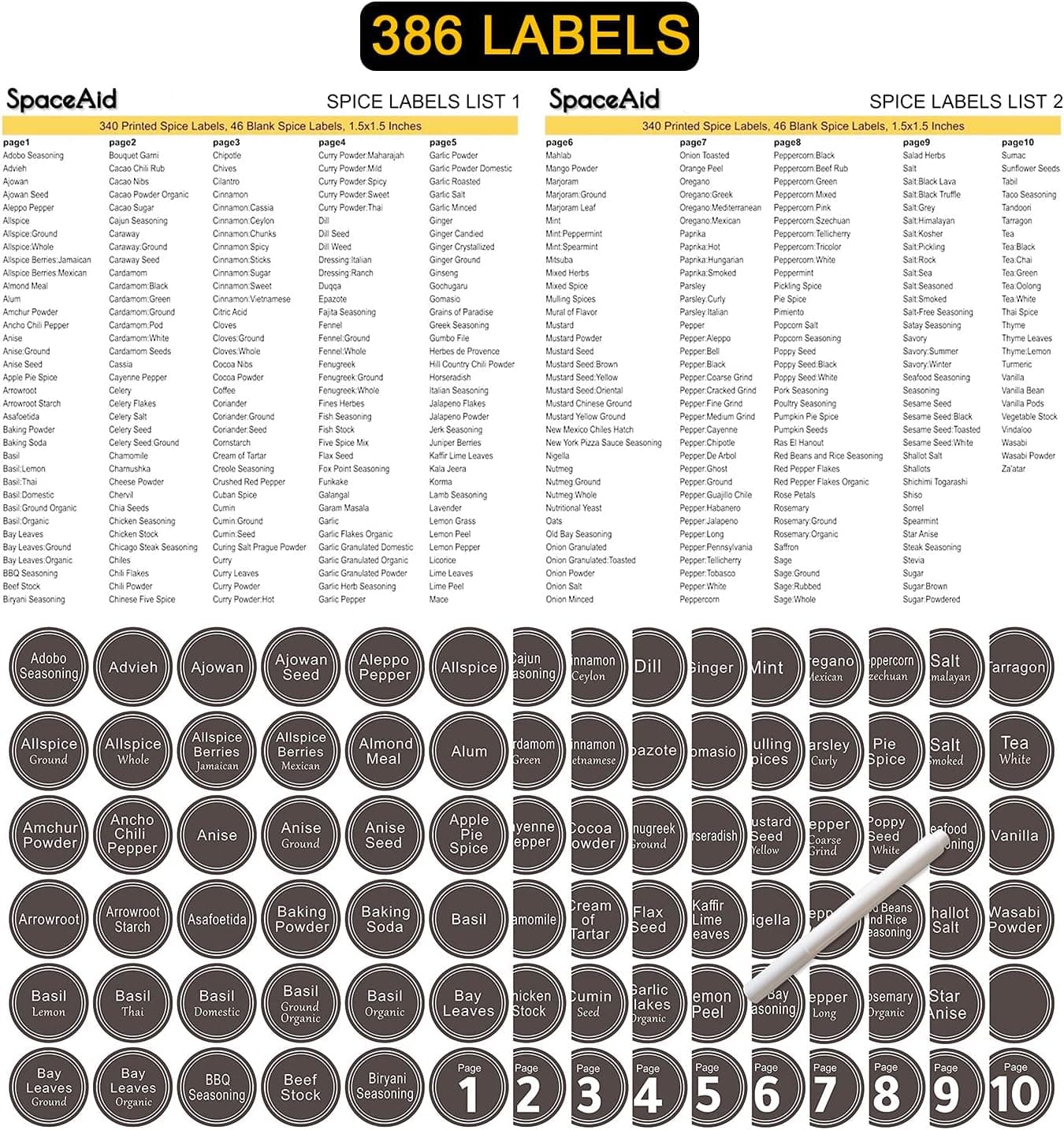 SpaceAid Spice Rack Organizer with 28 Spice Jars and 386 Labels thumbnail 5