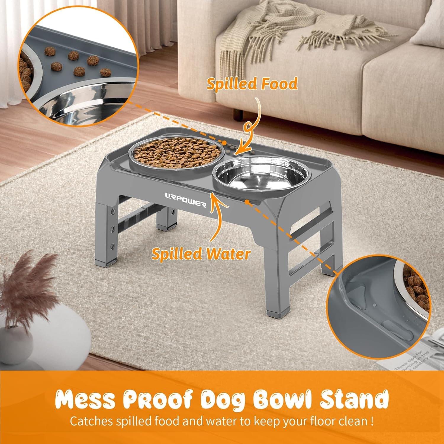 URPOWER Elevated Dog Bowls 4 Height Adjustable thumbnail 4