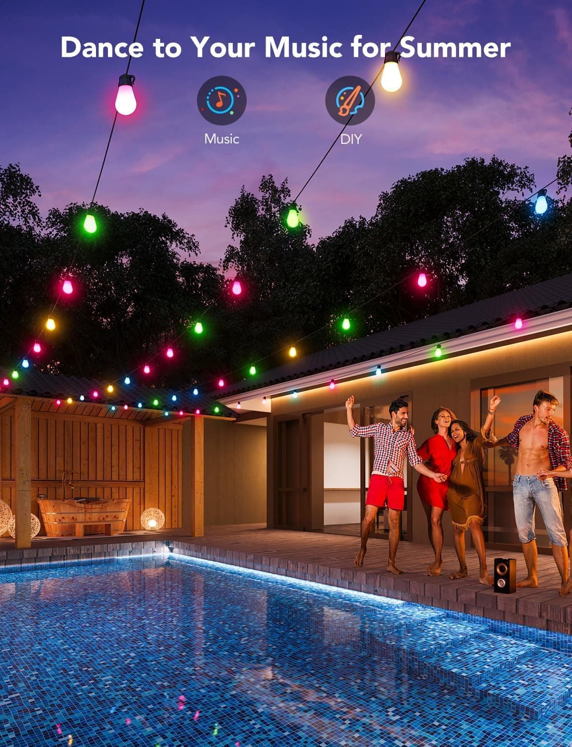 Govee Smart Outdoor String Lights H7015 48ft RGBIC thumbnail 5