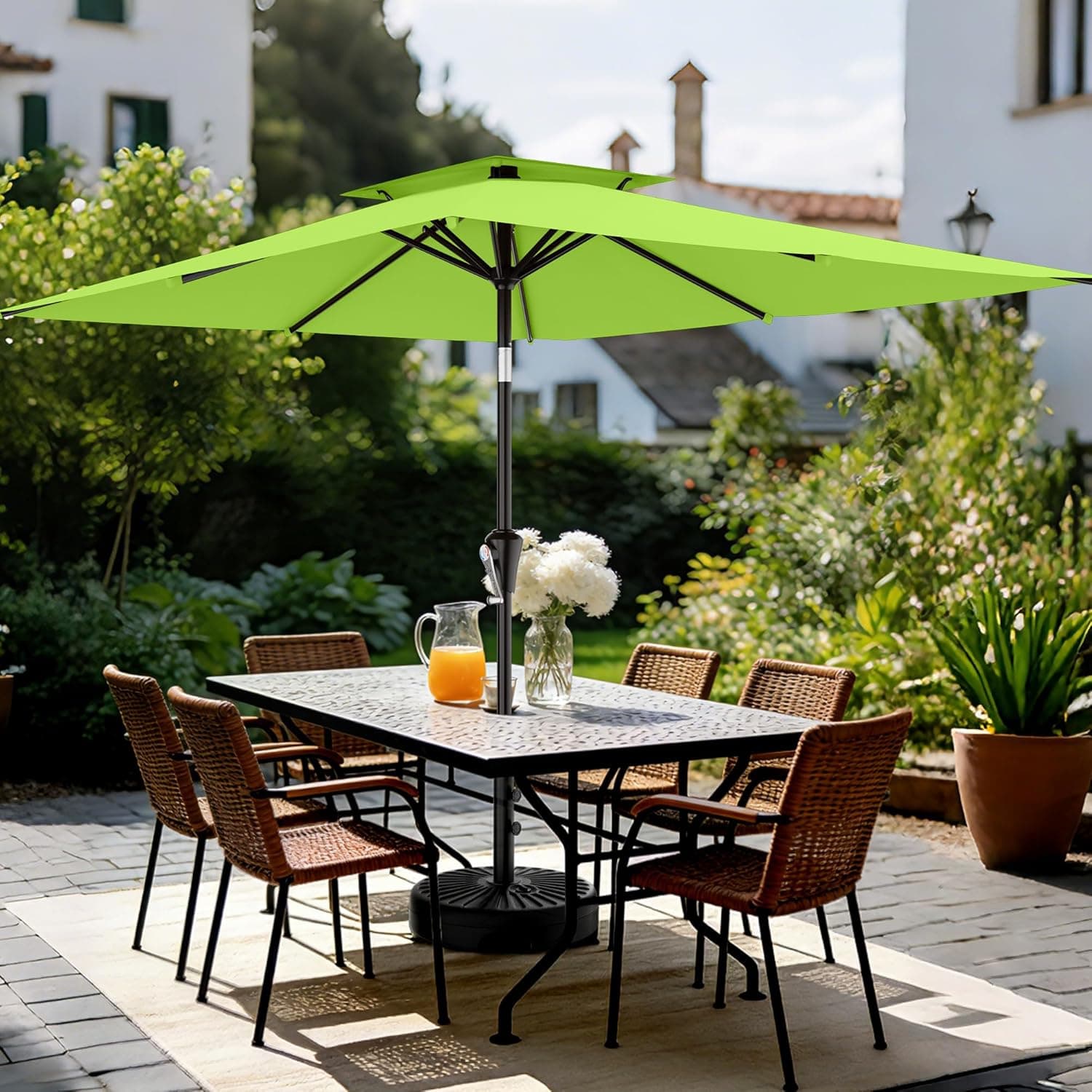 AreShark 9 FT Patio Umbrella with Push Button Tilt and Crank, 8 Sturdy Ribs thumbnail 2