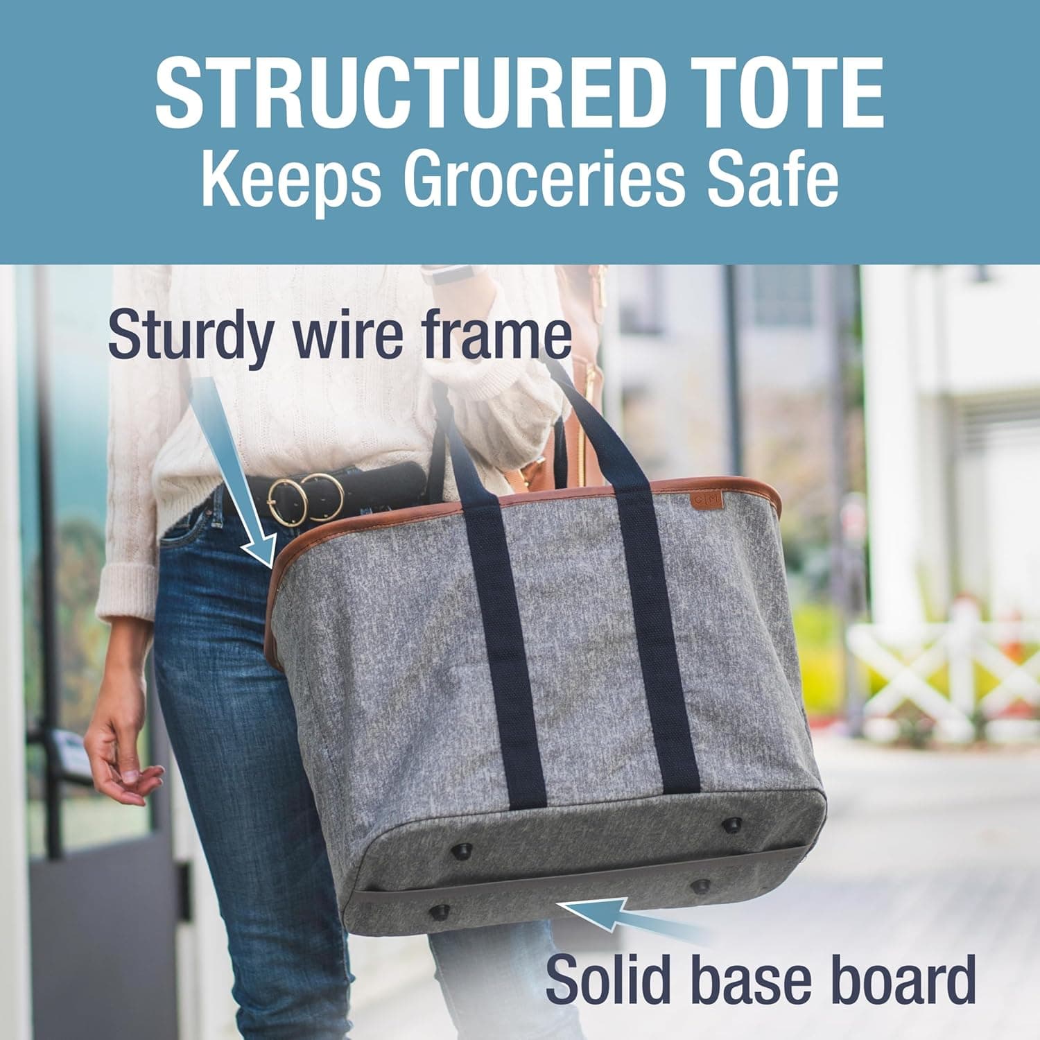 CleverMade Collapsible LUXE Tote Reusable Grocery Bag 30L thumbnail 2