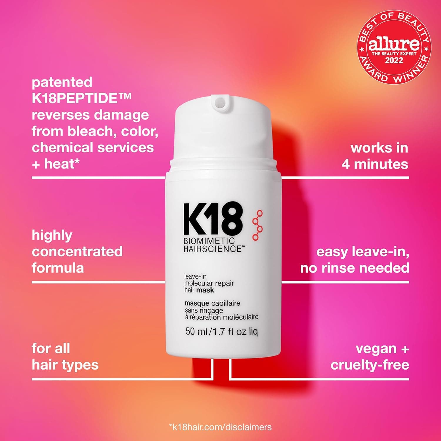 K18 Leave-In Molecular Repair Hair Mask thumbnail 3