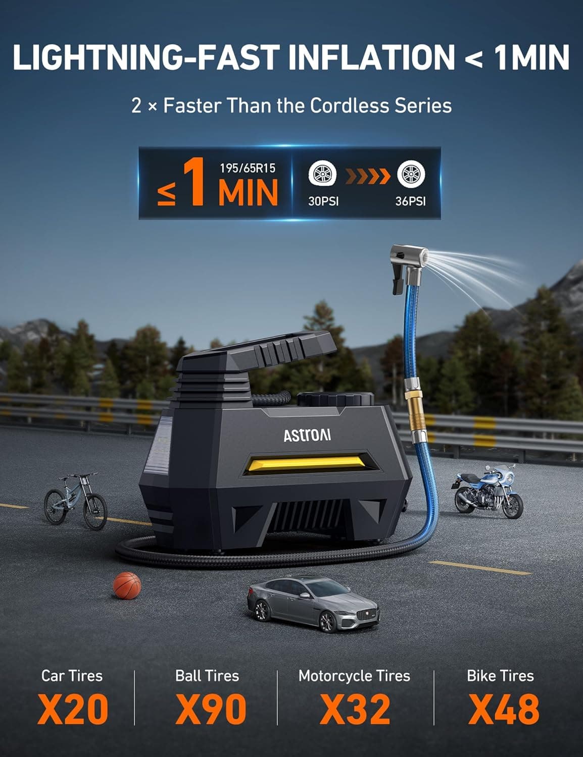 AstroAI Tire Inflator Portable Air Compressor (12V DC) thumbnail 3