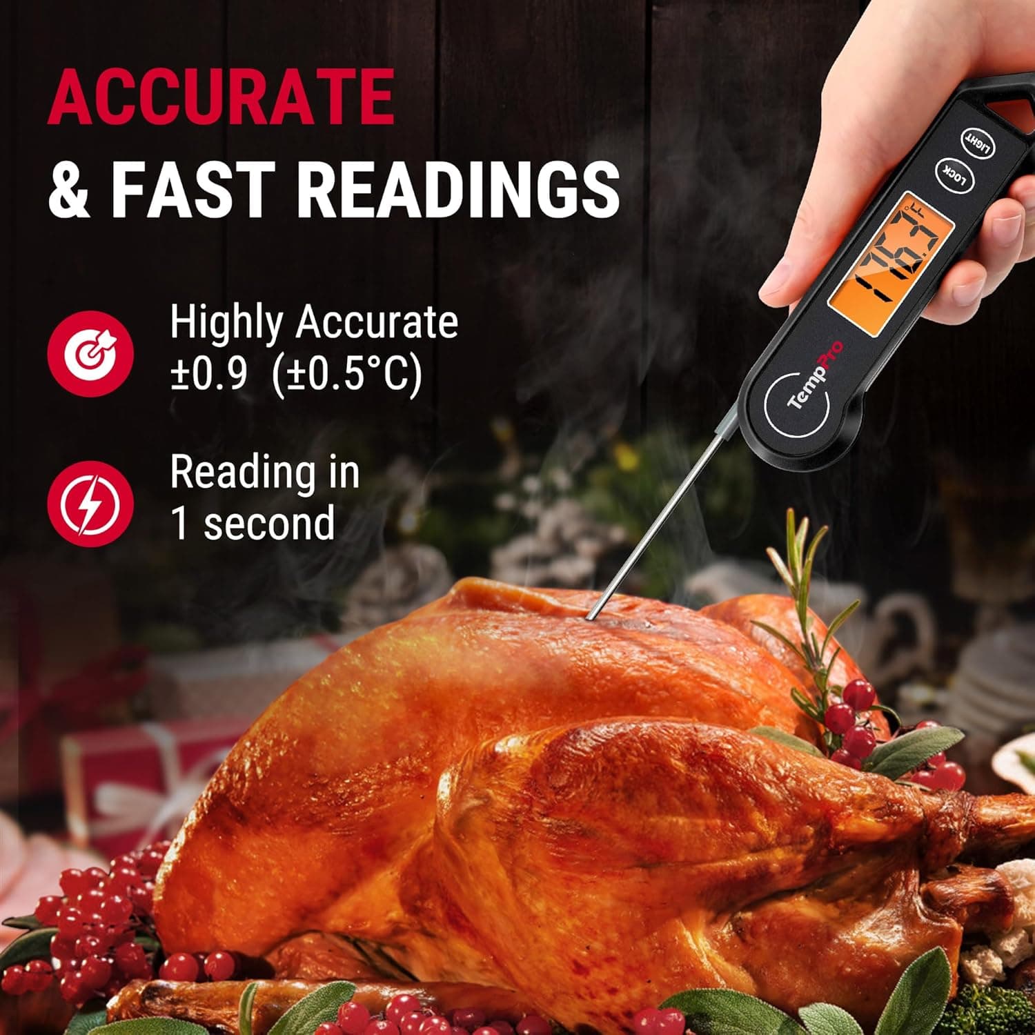 ThermoPro TP19H Waterproof Instant Read Thermometer thumbnail 2