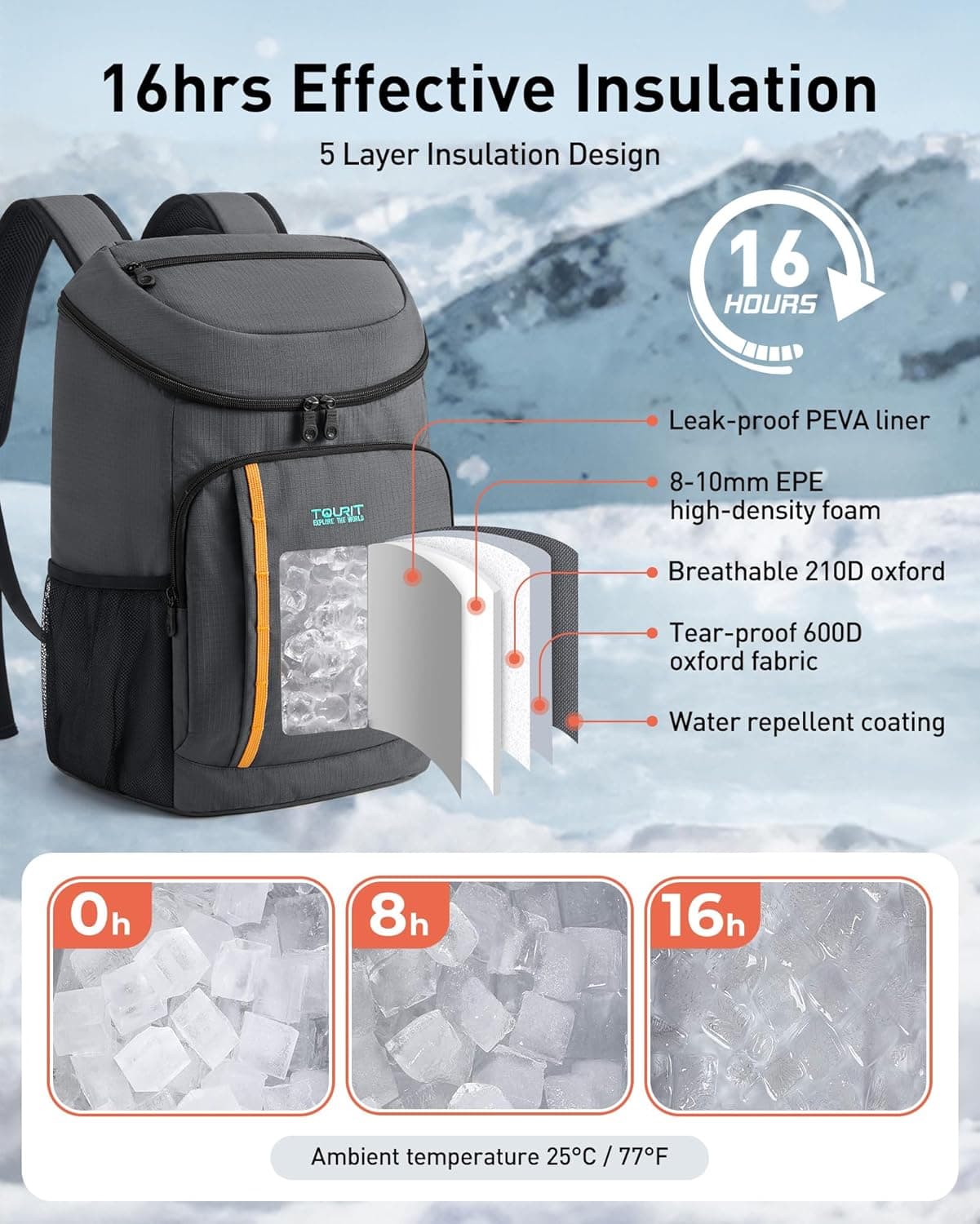 TOURIT Insulated Cooler Backpack 30 Can thumbnail 3