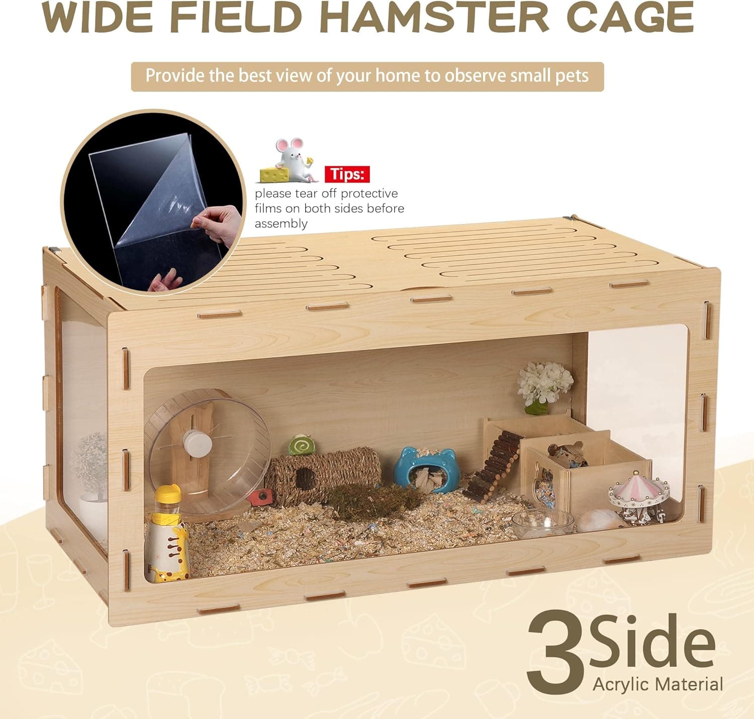 COZIWOW Large Wooden Hamster Cage 40-Inch thumbnail 4