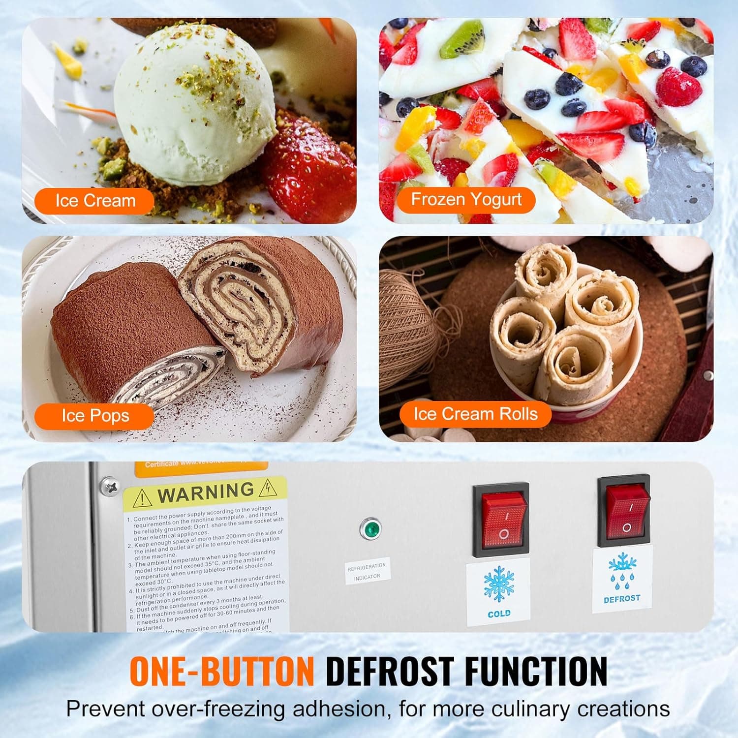 Happybuy Fried Ice Cream Roll Machine with Compressor thumbnail 3