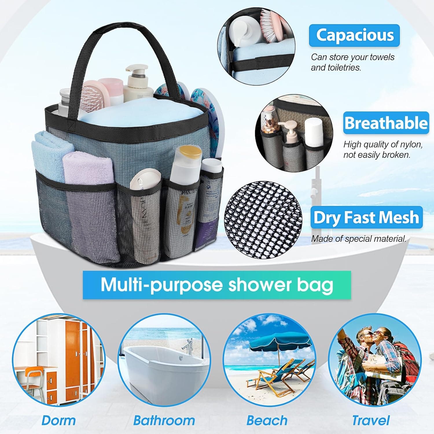 Attmu Mesh Shower Caddy Portable thumbnail 2