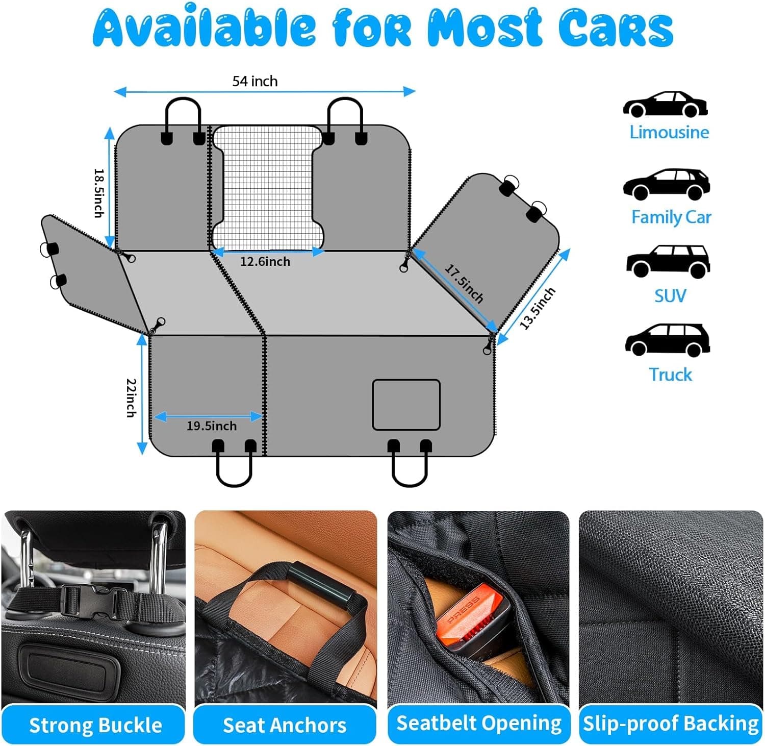 URPOWER 6-in-1 Dog Car Seat Cover thumbnail 5