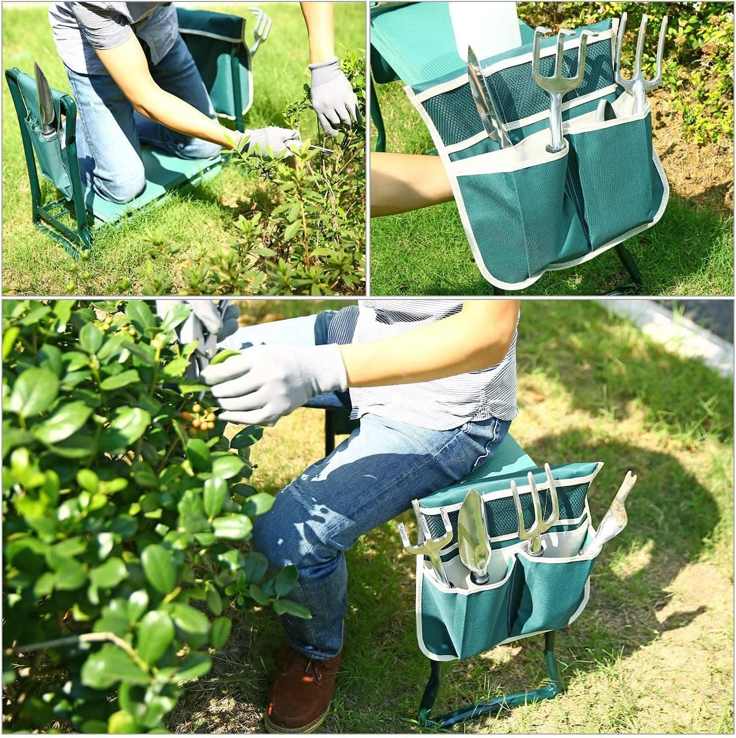 Ohuhu Garden Kneeler and Seat with 2 Tool Pouches thumbnail 4