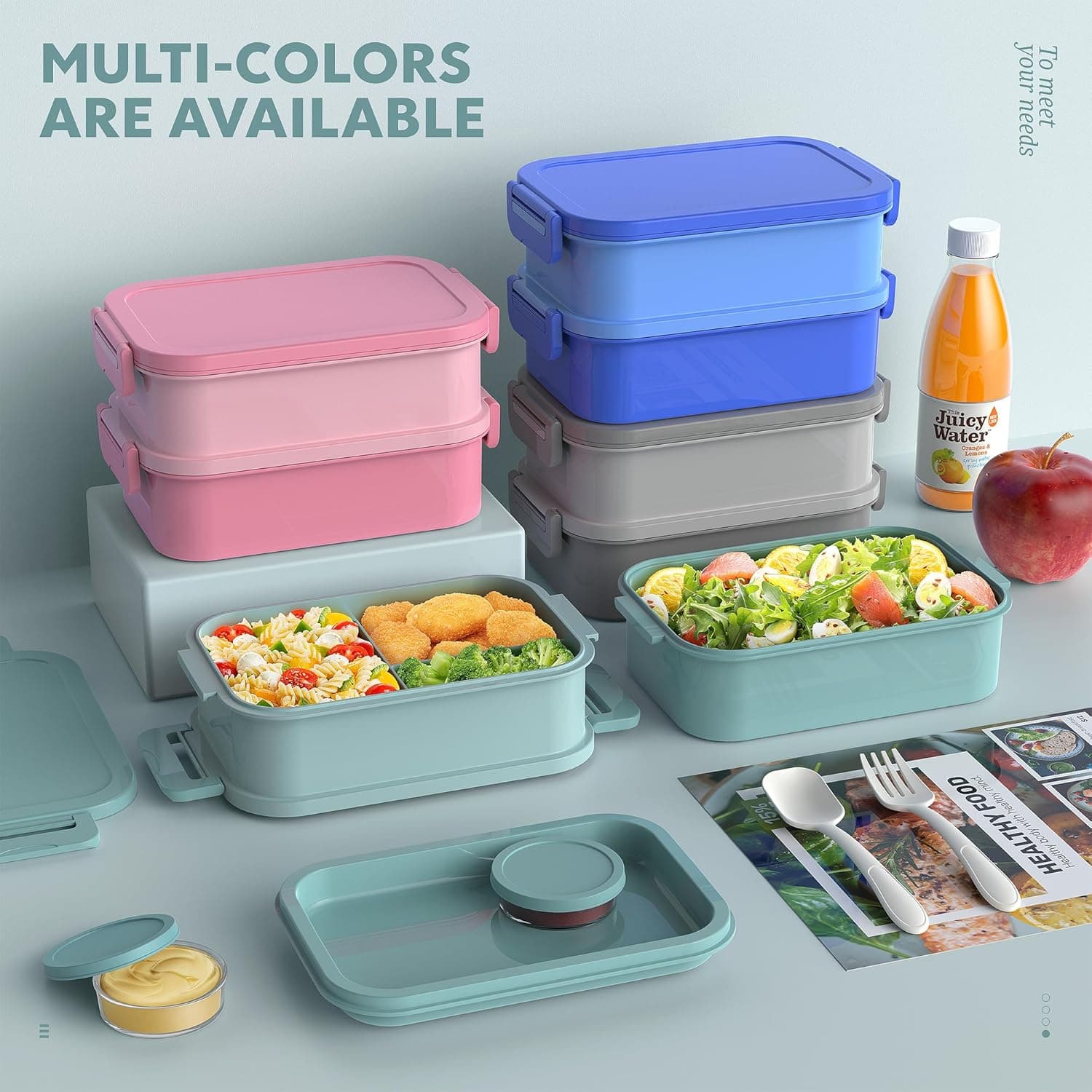 Jelife Bento Box Adult Lunch Box 72oz 3-Layer thumbnail 4
