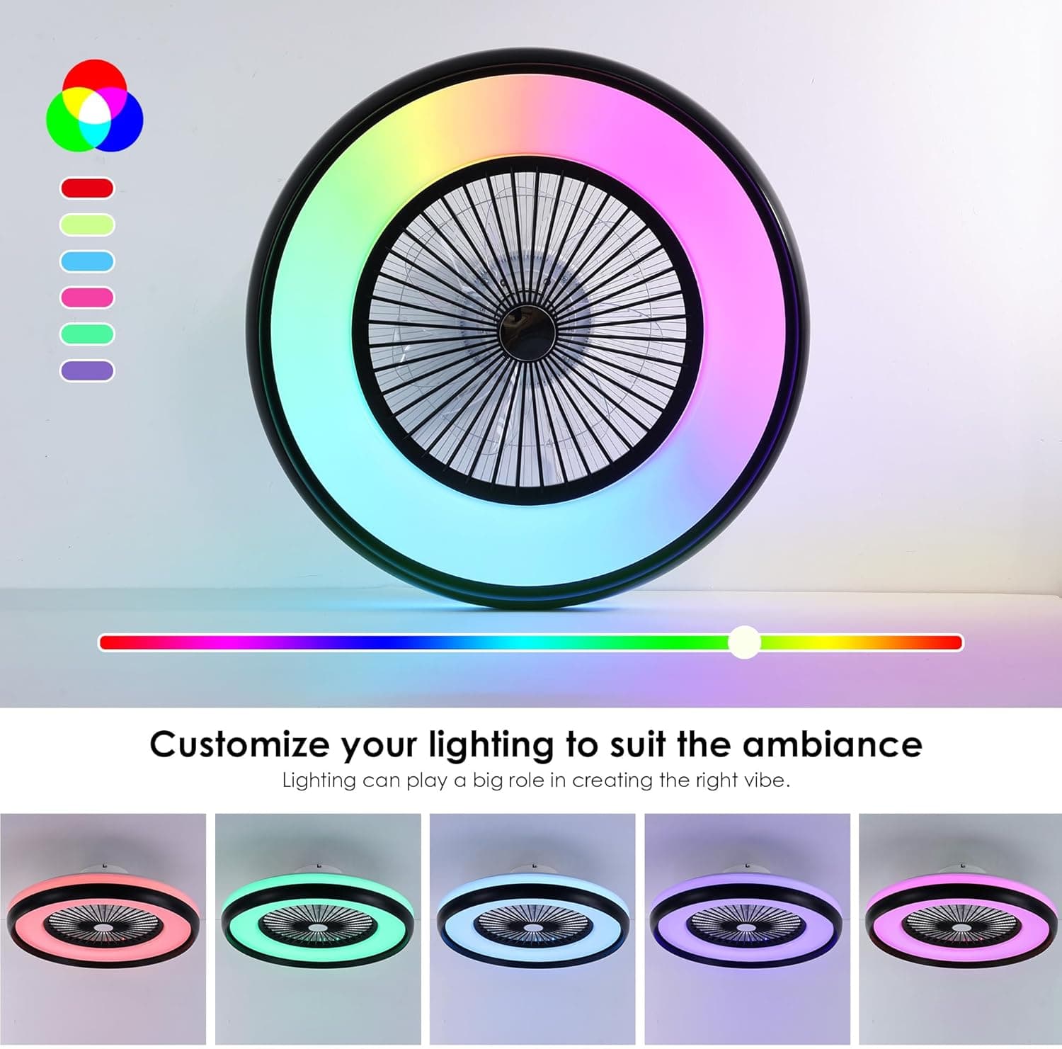 HUMHOLD 24" Bladeless Ceiling Fan with RGB Light and Smart Control thumbnail 4