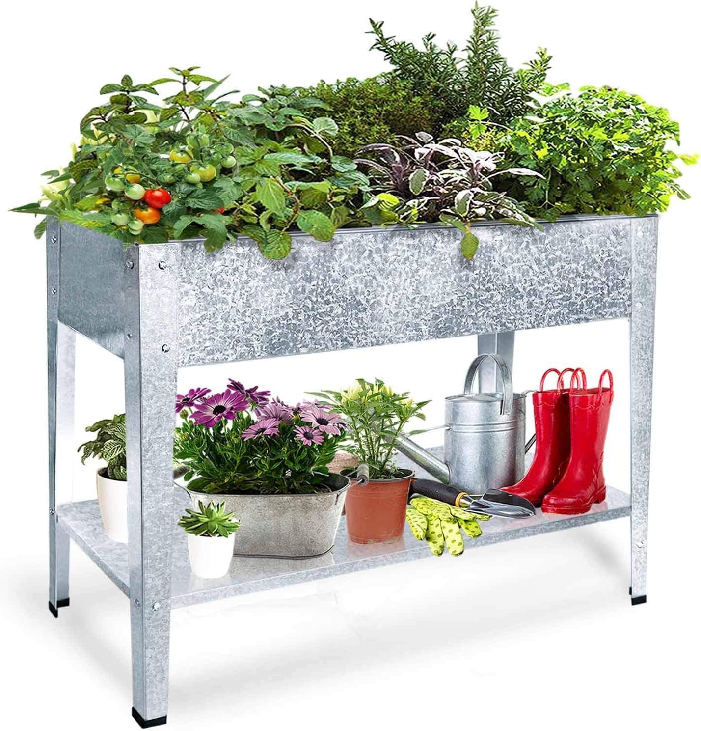 FOYUEE Galvanized Raised Garden Bed with Legs - image 1