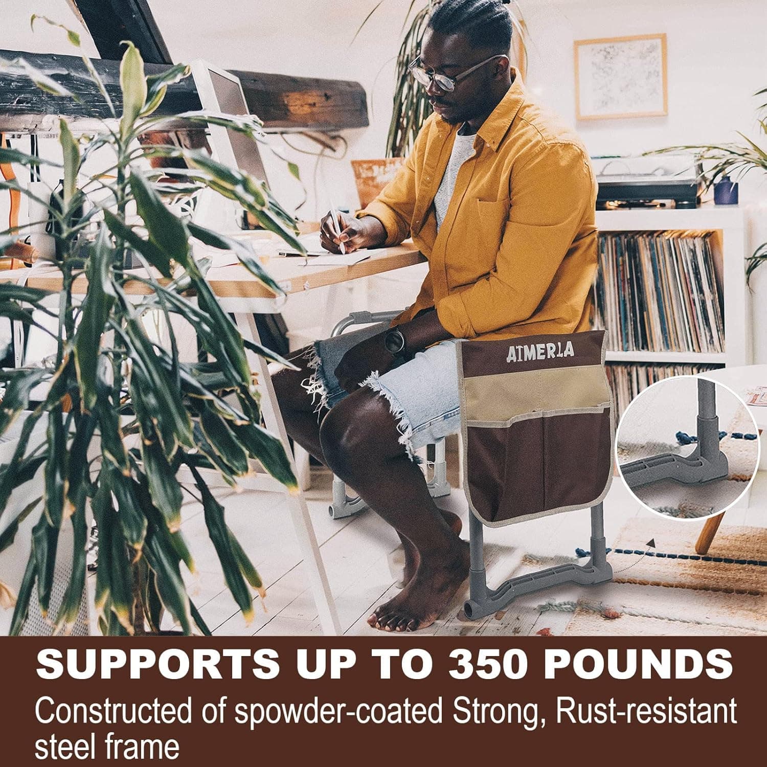 Aimerla Foldable Garden Kneeler Seat with Tool Bags thumbnail 5