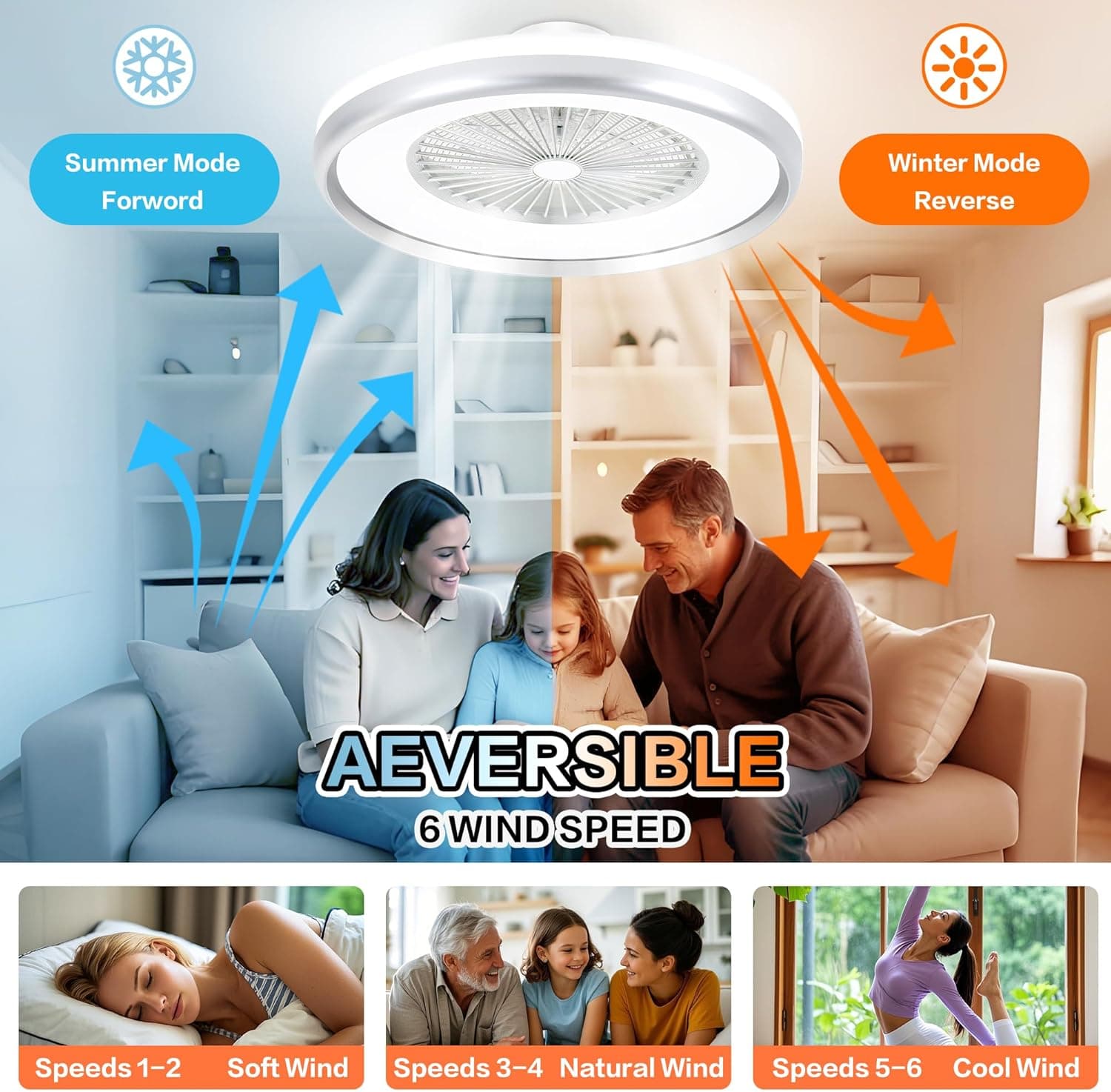 KAMLAM 24" Smart Bladeless Ceiling Fan with RGB Ambient Light thumbnail 5
