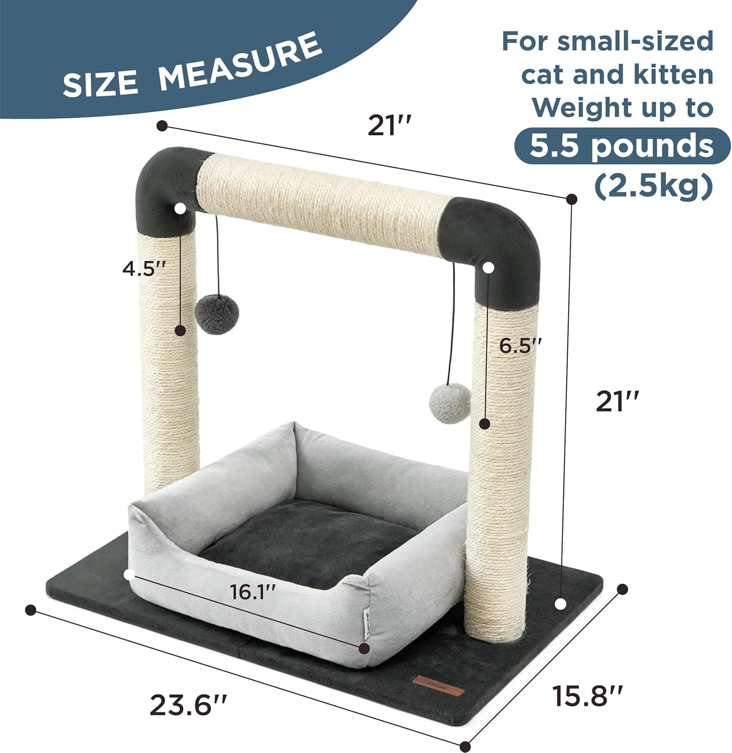 Lesure 2-in-1 Cat Scratching Post with Removable Bed thumbnail 2
