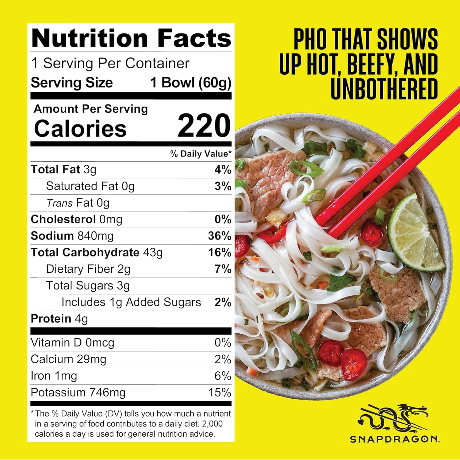 Snapdragon Pho Instant Noodle Bowls, 2.3 oz (9 Pack) thumbnail 2
