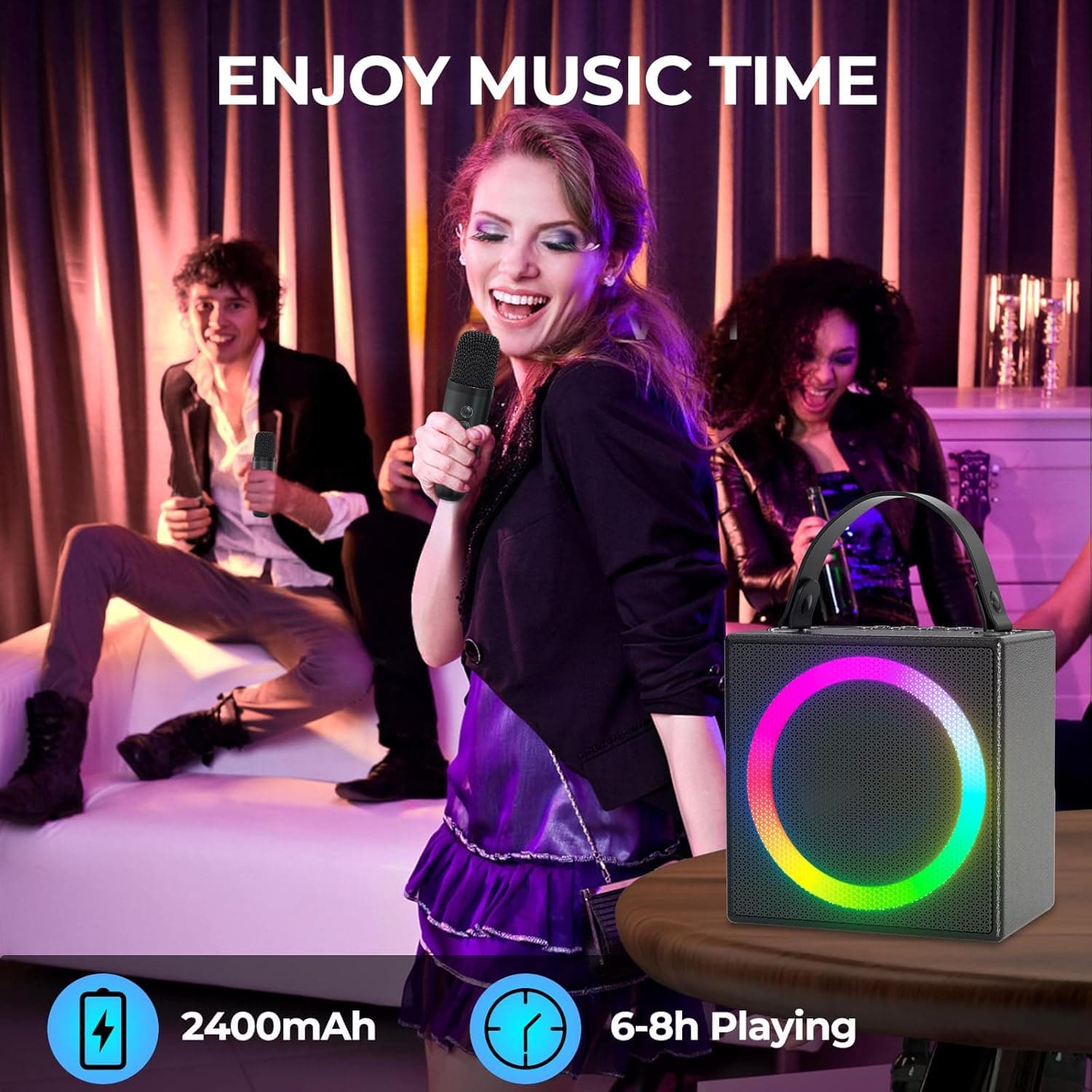 Verkstar Karaoke Machine with 2 Wireless Microphones thumbnail 4